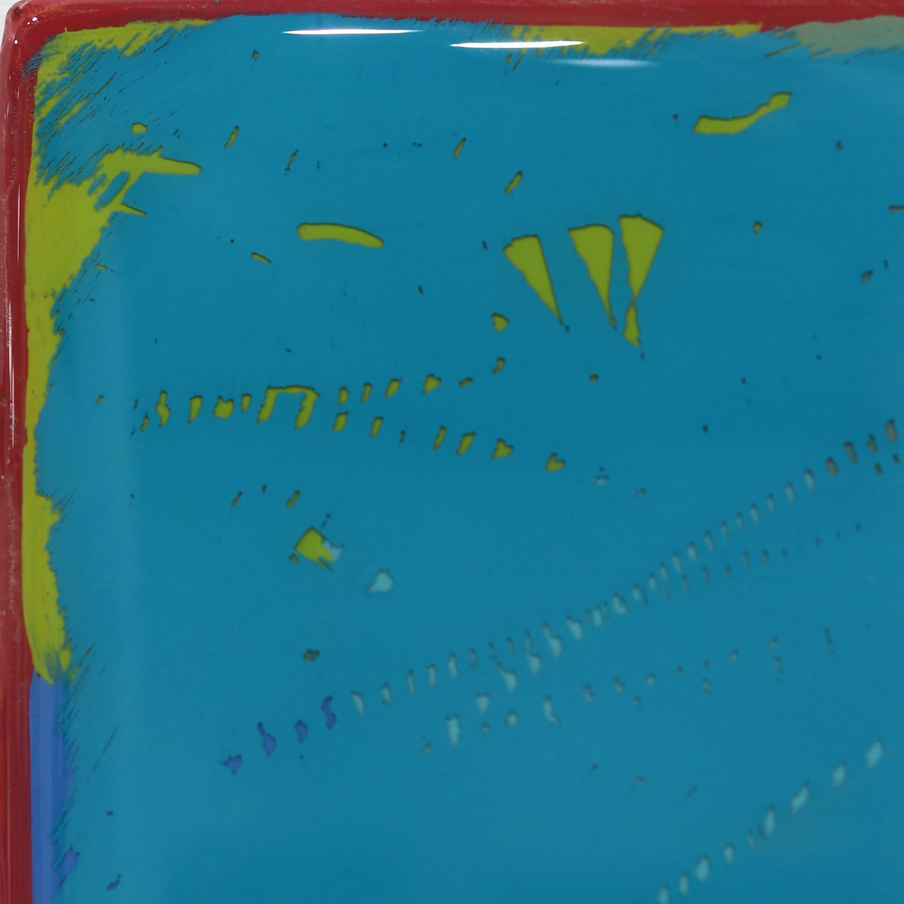 The Window 342 - Modern Resin Minimalist Blue Two Tone Color Field Abstract Art For Sale 1