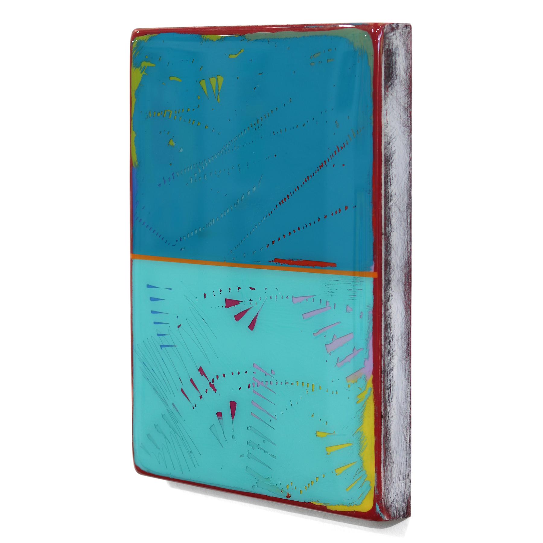 The Window 342 - Modern Resin Minimalist Blue Two Tone Color Field Abstract Art For Sale 2