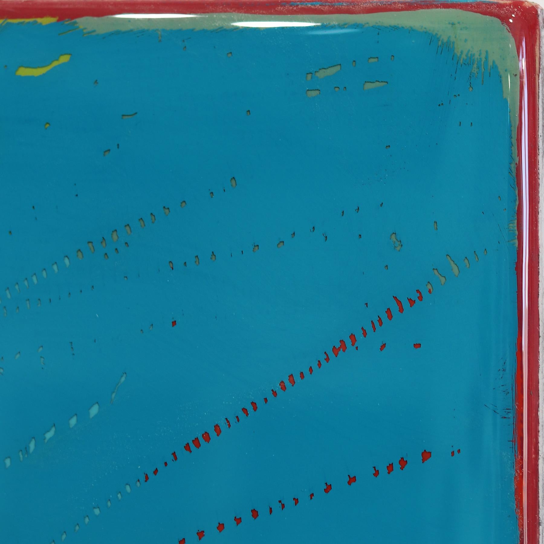 The Window 342 - Modern Resin Minimalist Blue Two Tone Color Field Abstract Art For Sale 3