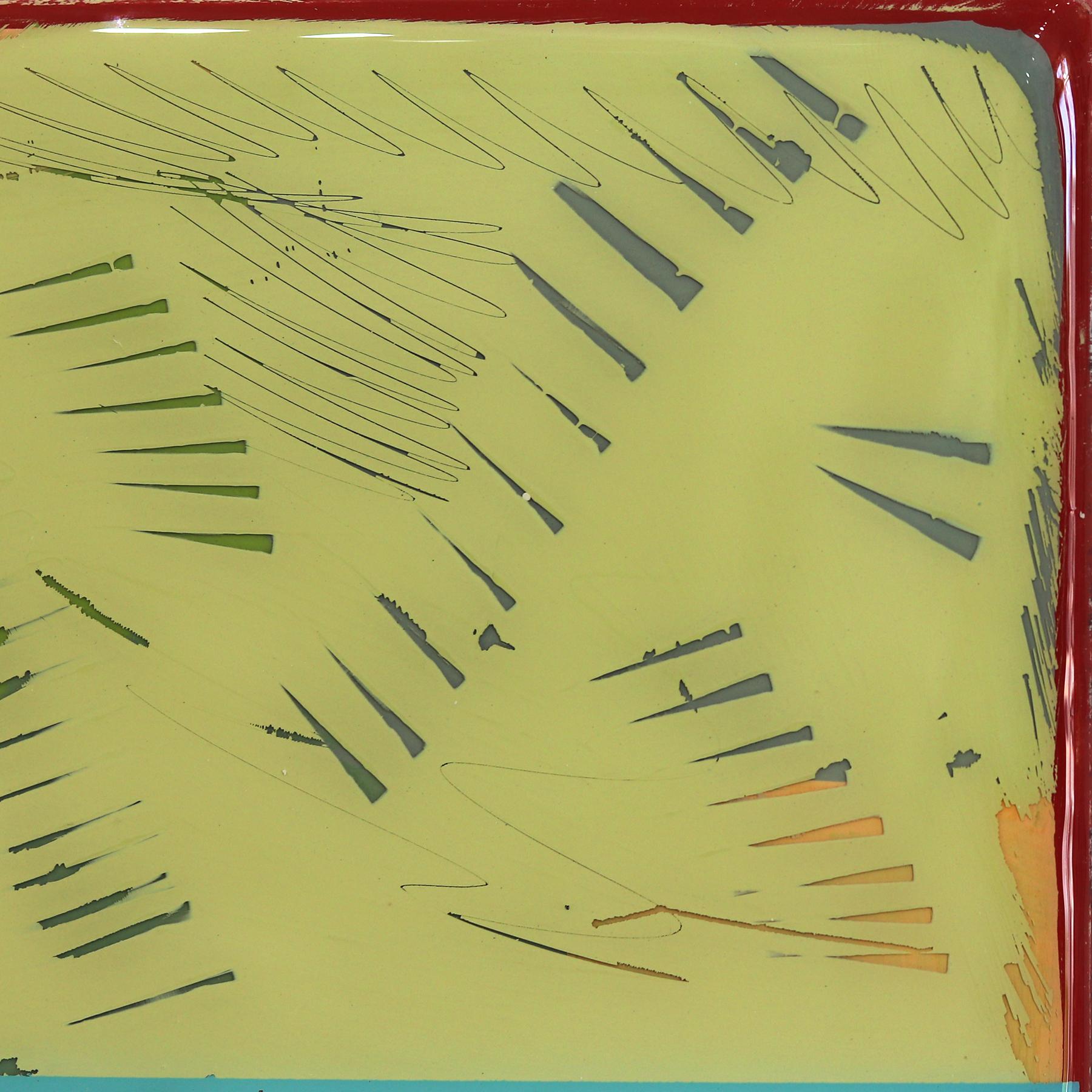 The Window 344 - Modern Resin Minimalist Green Dual Tone Colorfield Abstract Art For Sale 1