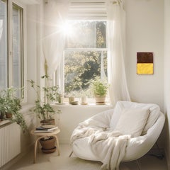 The Window 348 - Modern Shiny Resin Minimalist Brown & Yellow Dual Tone Artwork