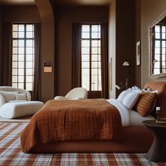 La Ventana 352 - Obra de Arte Contemporánea de Resina Brillante Minimalista Marrón de Dos Tonos