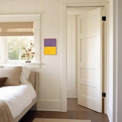 Das Fenster 354 - Modernes glänzendes Harz Minimalist lila & gelb zweifarbiges Kunstwerk