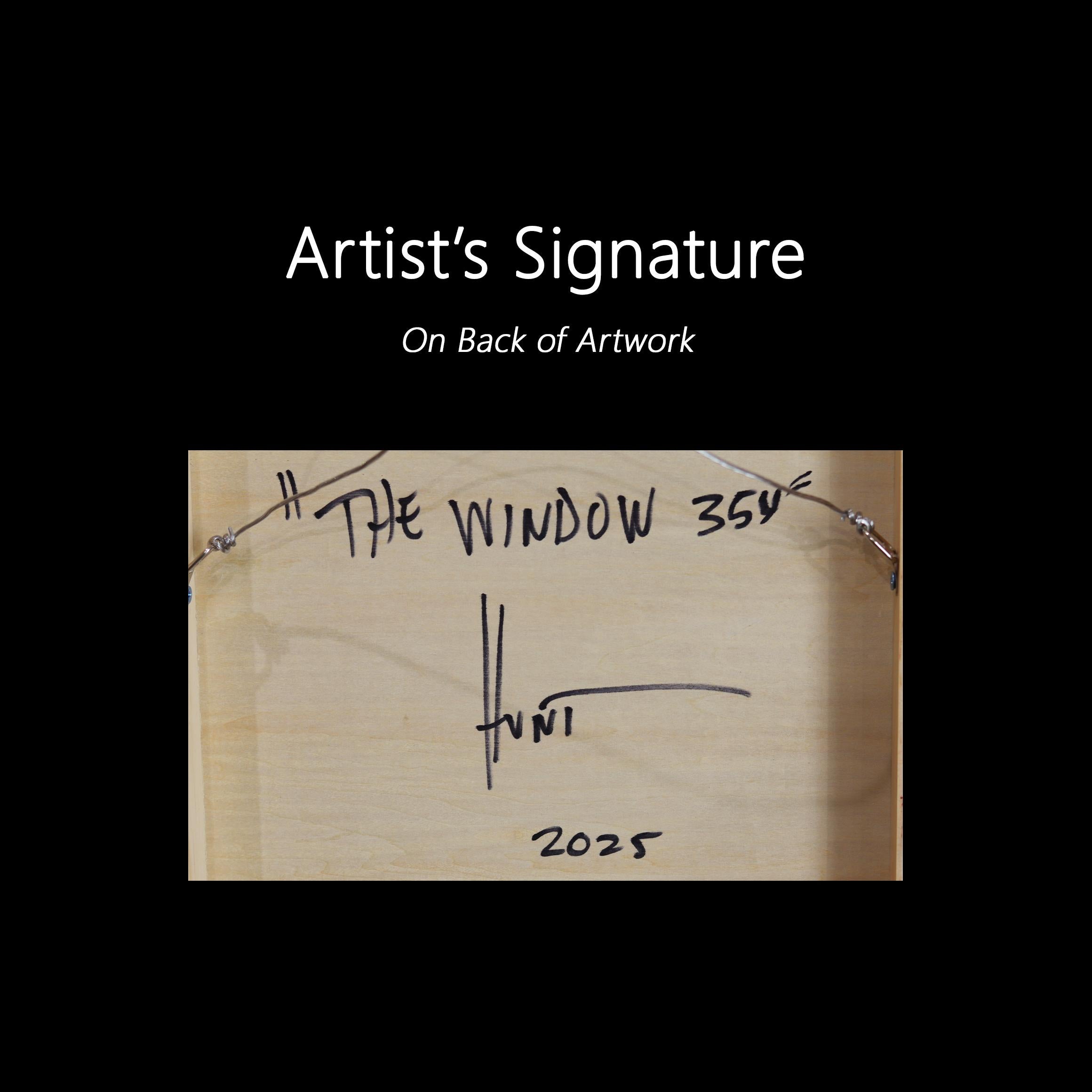 Das Fenster 354 - Modernes glänzendes Harz Minimalist lila & gelb zweifarbiges Kunstwerk im Angebot 7