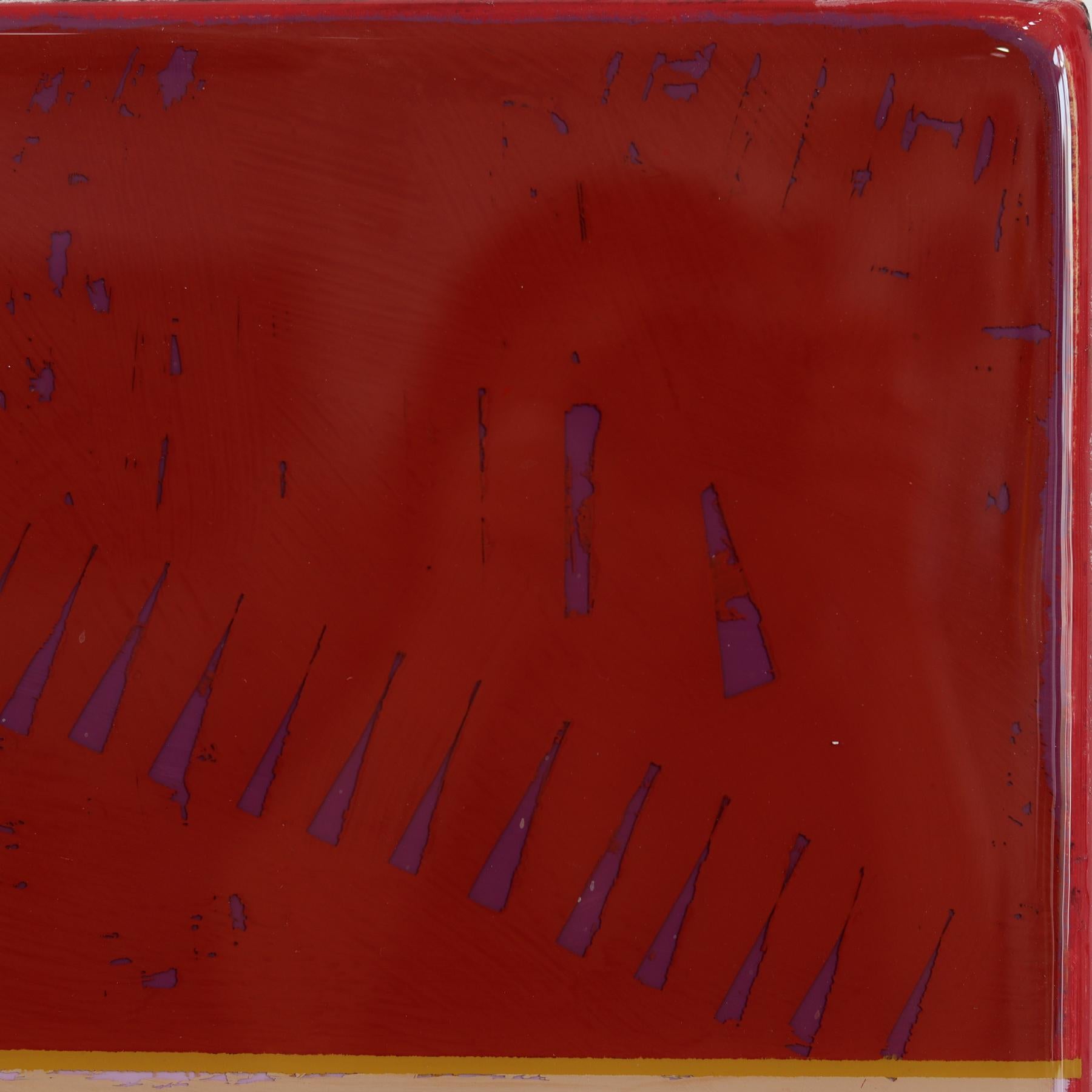 The Window 355 - Modern Shiny Resin Minimalist Crimson & Ochre Two Tone Artwork For Sale 3