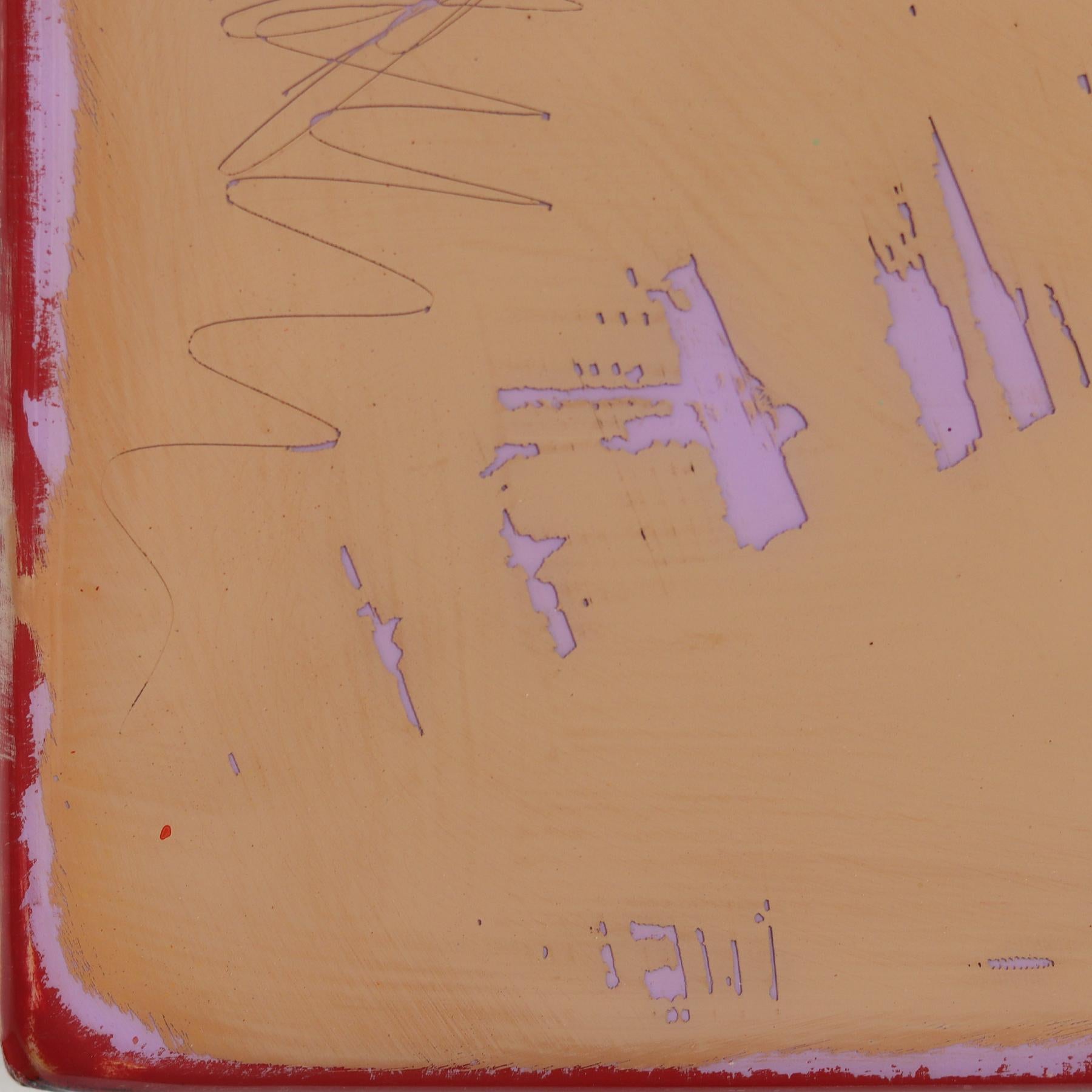 The Window 355 - Modern Shiny Resin Minimalist Crimson & Ochre Two Tone Artwork For Sale 5