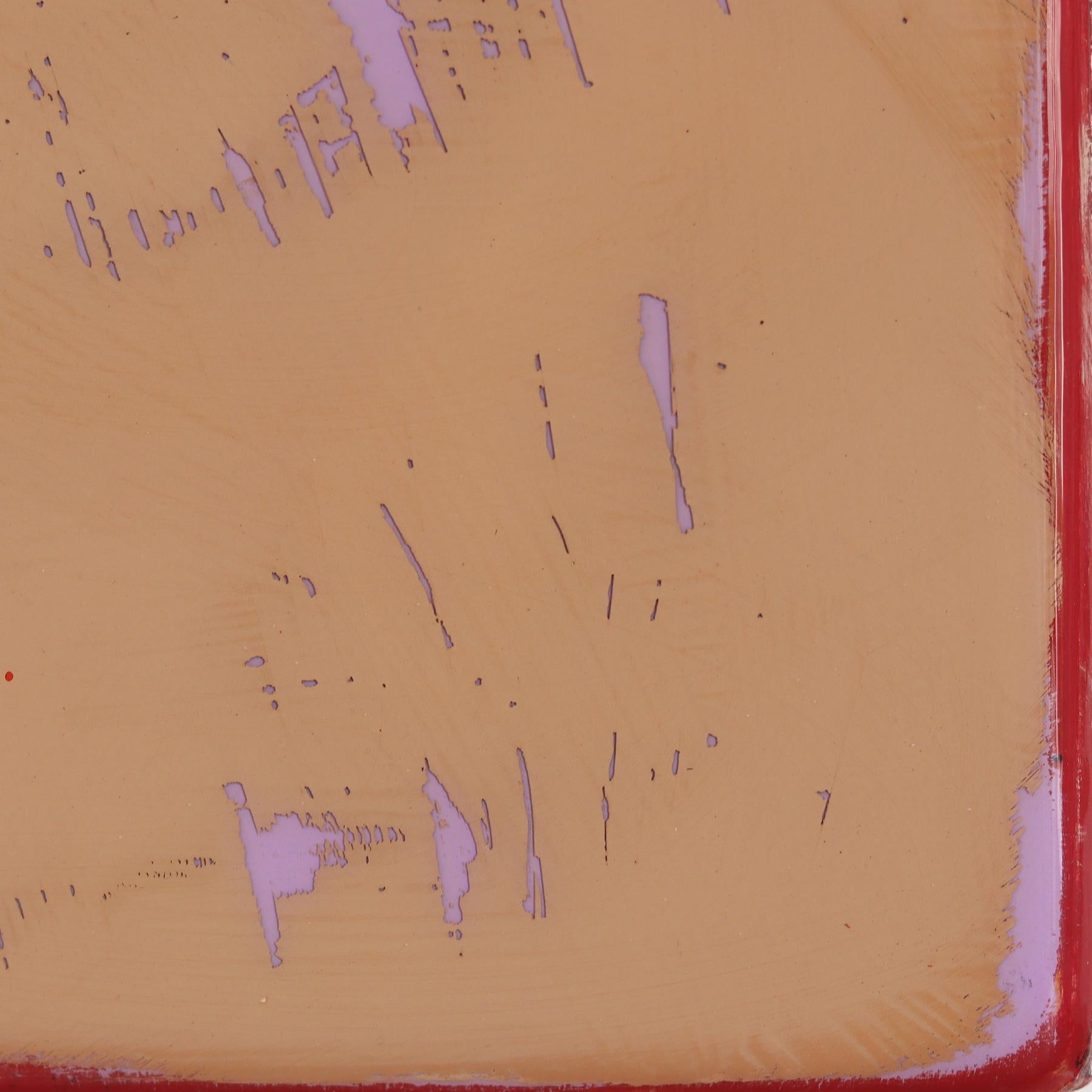 The Window 355 - Modern Shiny Resin Minimalist Crimson & Ochre Two Tone Artwork For Sale 6