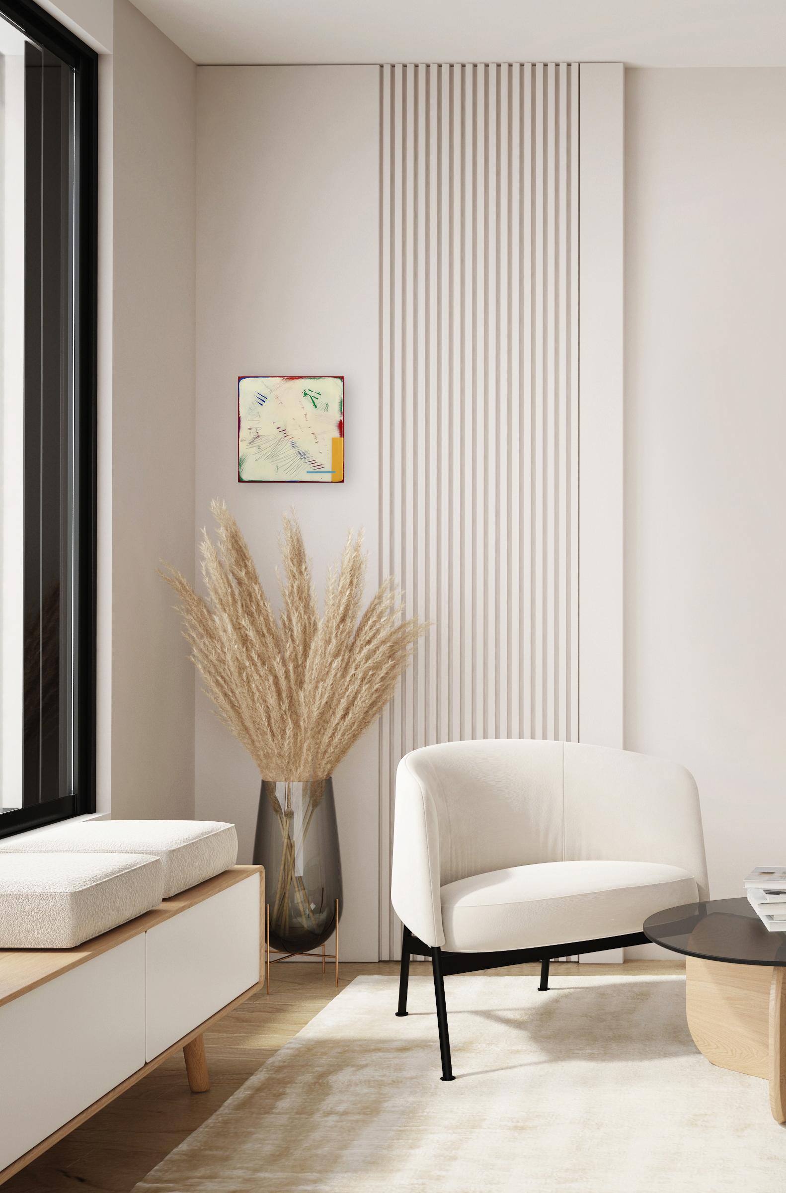 Tide Pools 41 - Contemporary Shiny Resin Minimalist Abstract Artwork on Wood For Sale 1