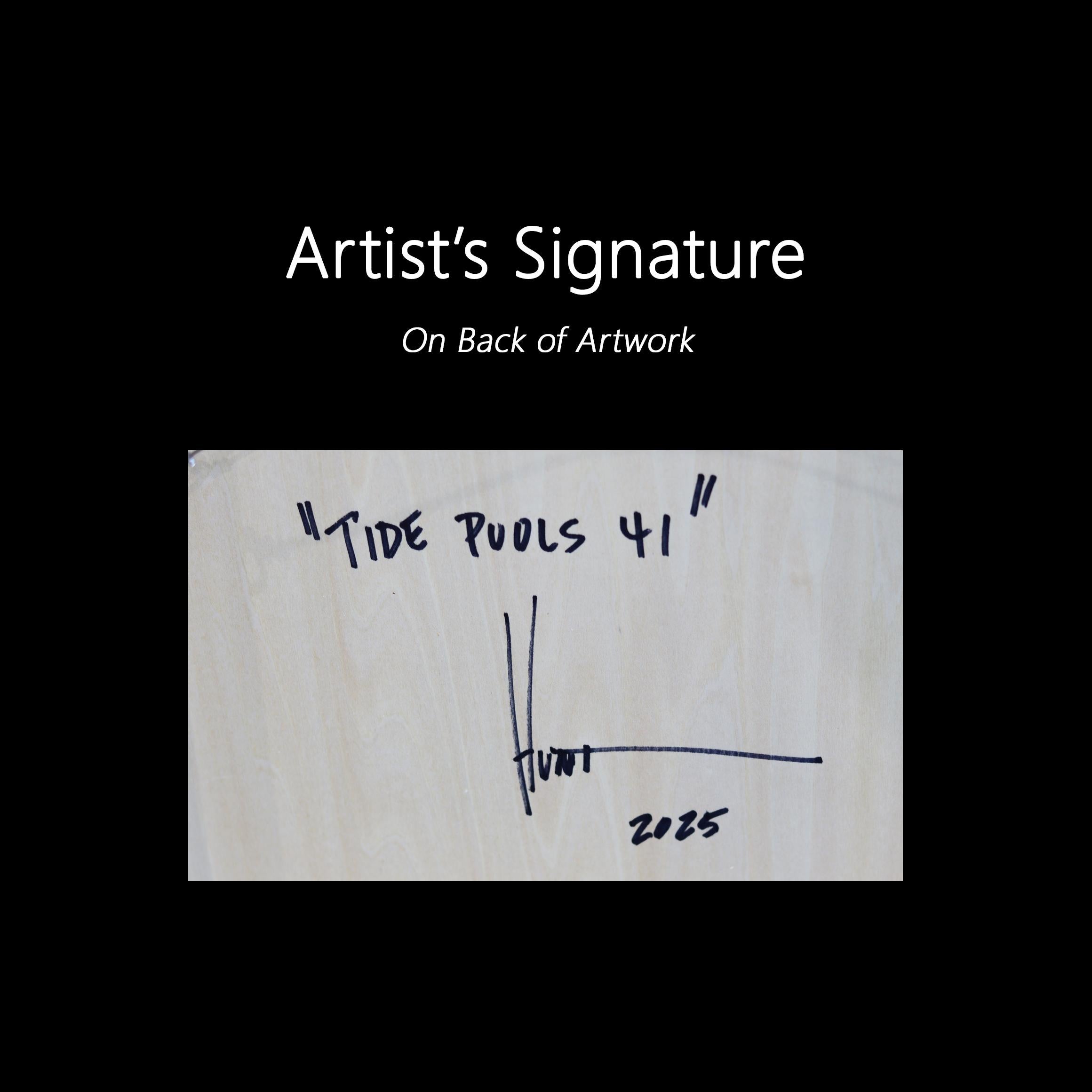 Tide Pools 41 - Contemporary Shiny Resin Minimalist Abstract Artwork on Wood For Sale 4