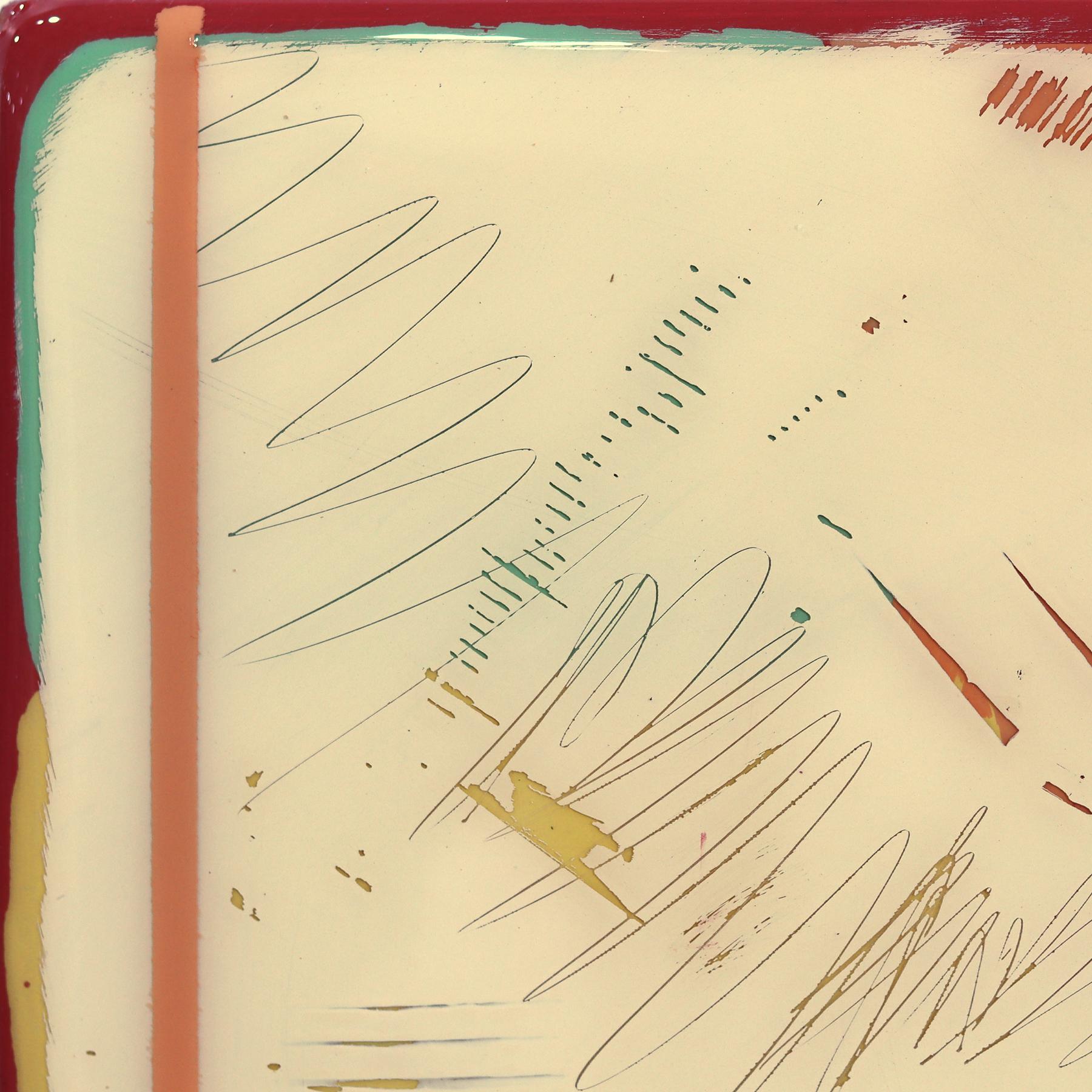 Tide Pools 42 - Contemporary Shiny Resin Minimalist Abstract Artwork on Wood - Modern Painting by Ricky Hunt