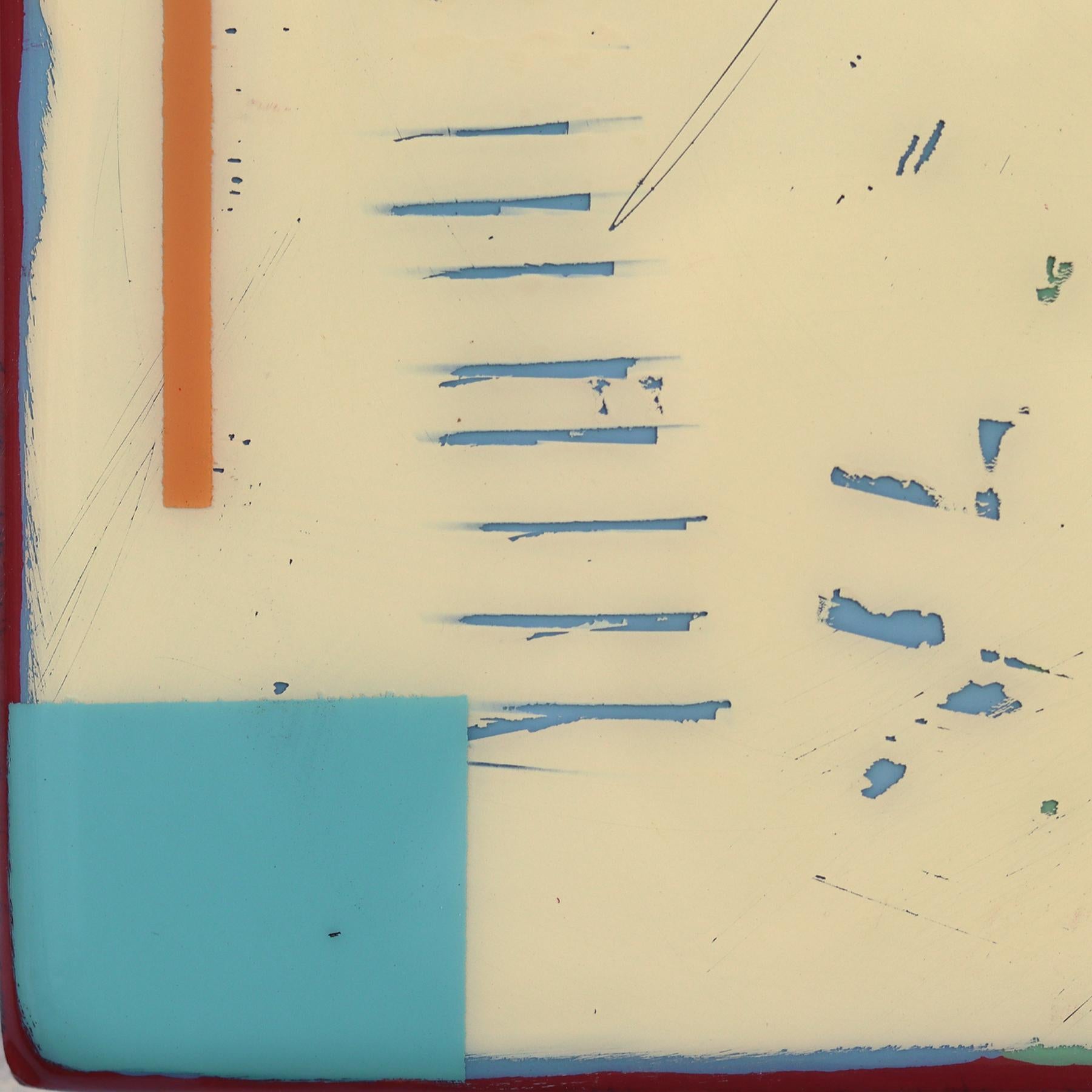 Tide Pools 42 - Contemporary Shiny Resin Minimalist Abstract Artwork on Wood For Sale 2