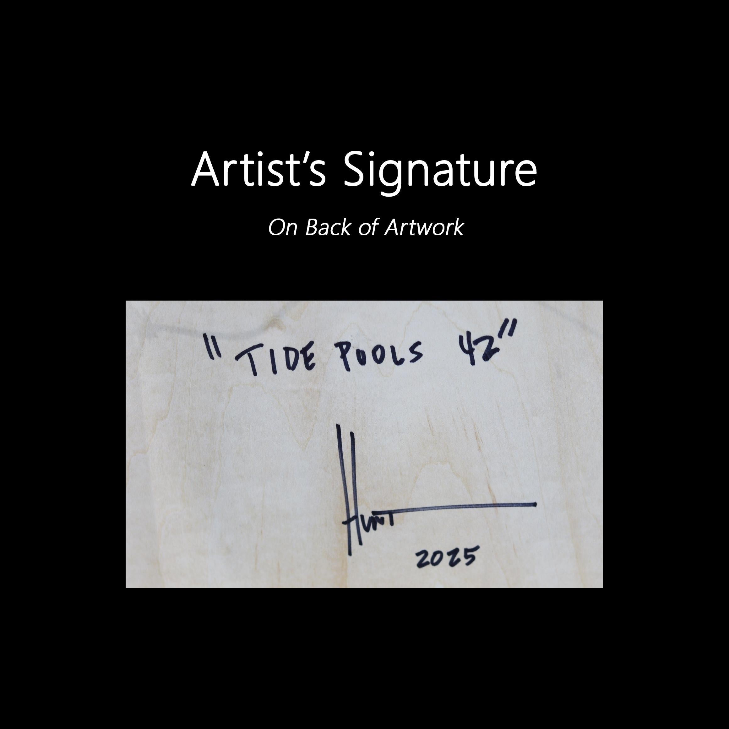 Tide Pools 42 - Contemporary Shiny Resin Minimalist Abstract Artwork on Wood For Sale 4