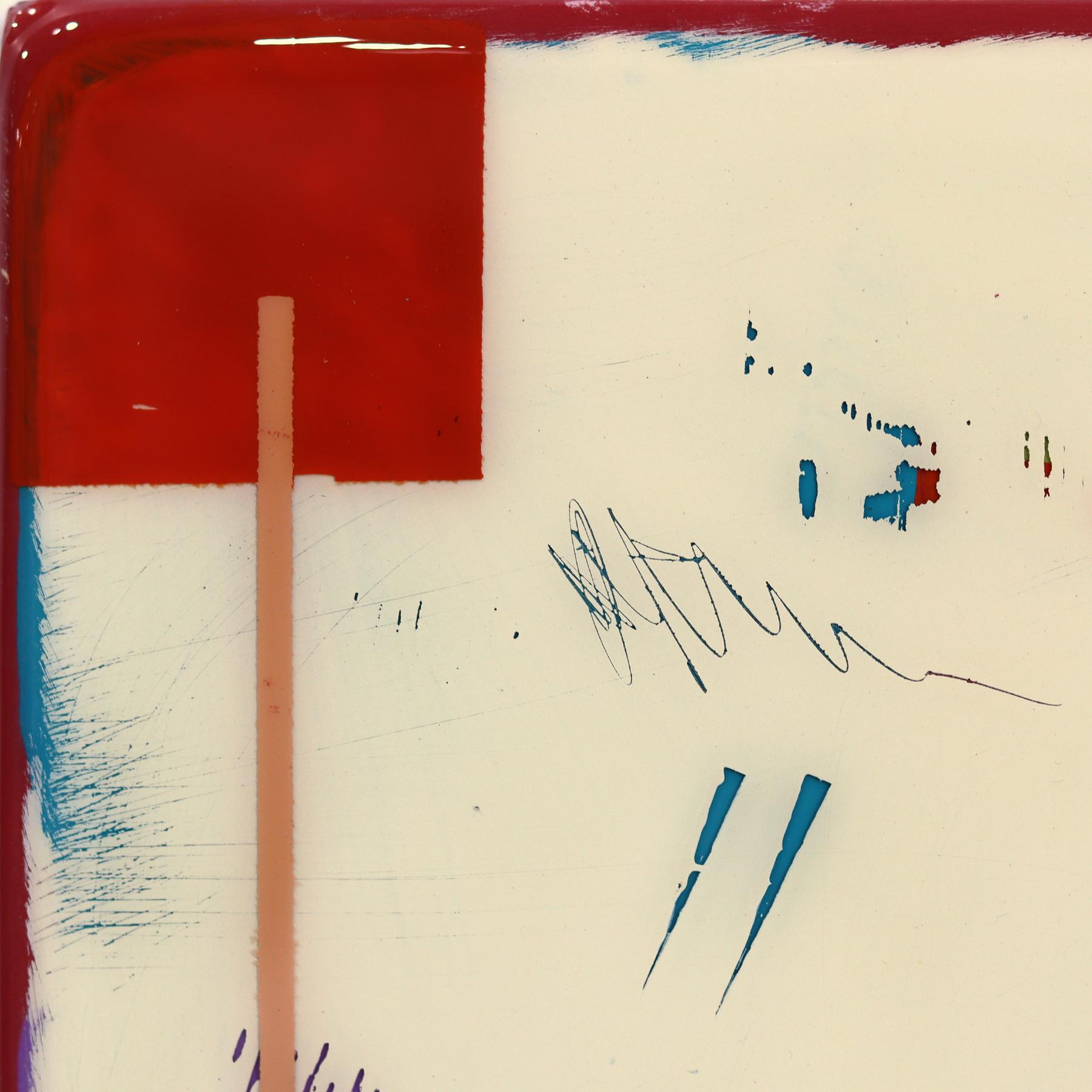 Tide Pools 43 - Contemporary Shiny Resin Minimalist Abstract Artwork on Wood - Modern Painting by Ricky Hunt