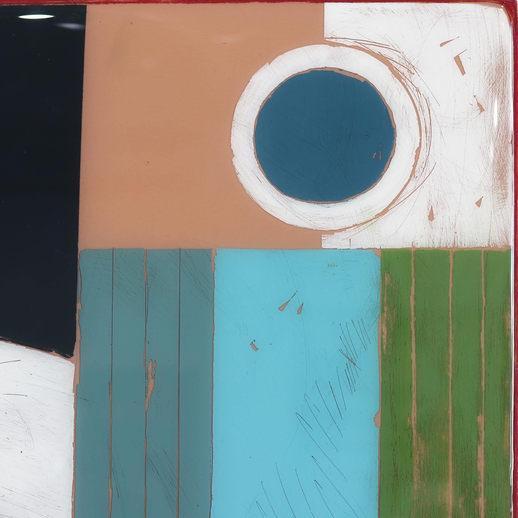 Zona horaria 2 - Acrílico moderno azul Abstracto Geométrico Obra de arte de resina en venta 2