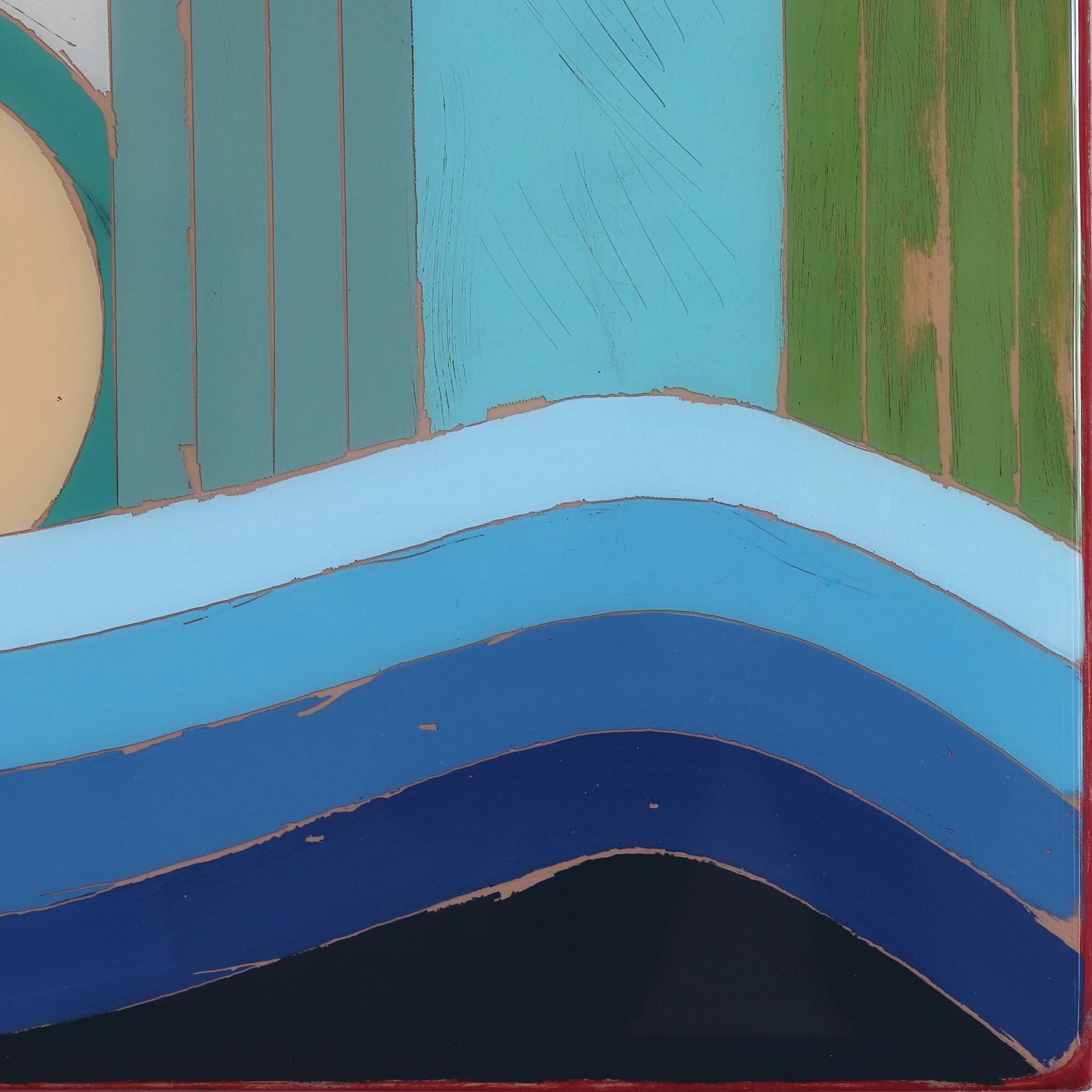 Zona horaria 2 - Acrílico moderno azul Abstracto Geométrico Obra de arte de resina en venta 5