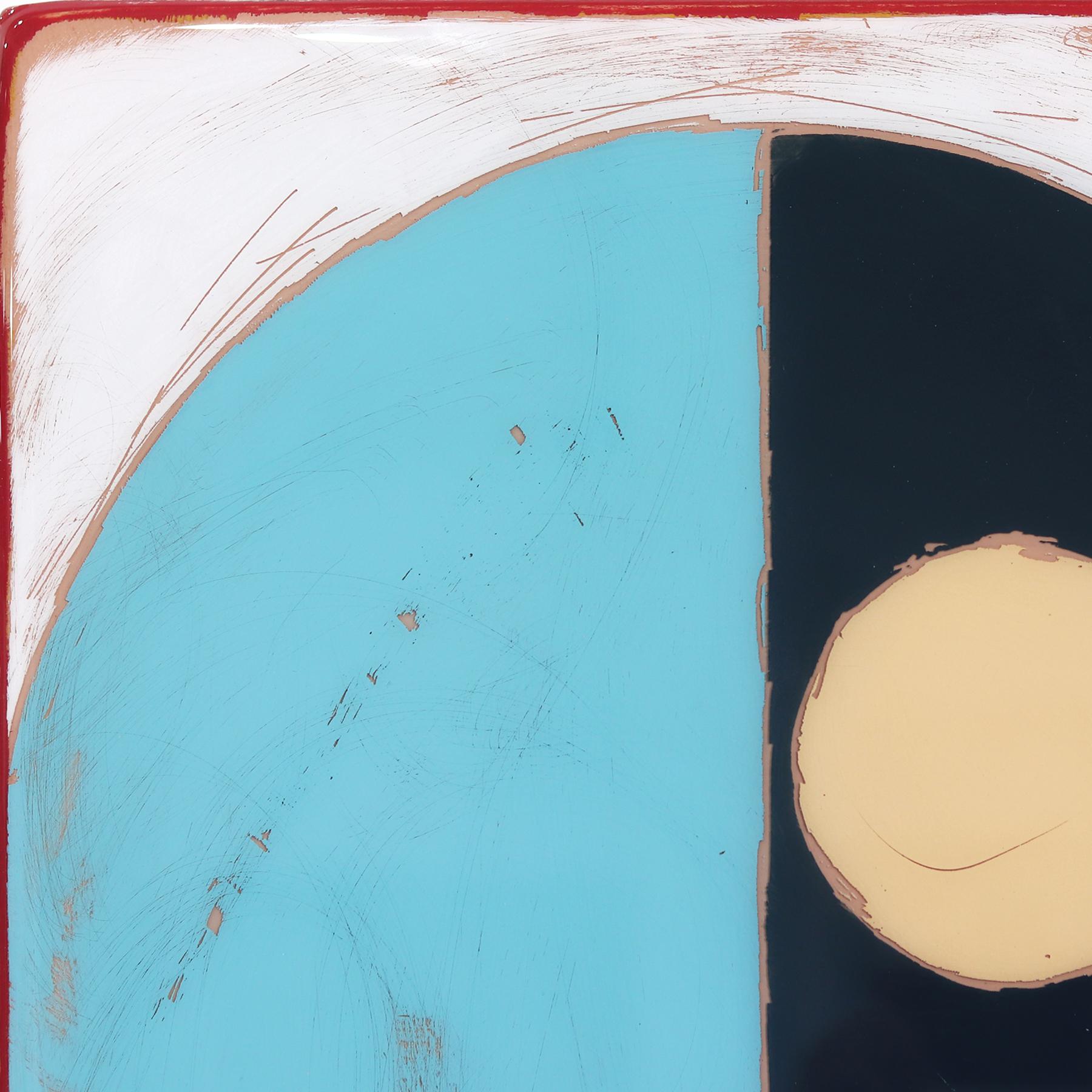 L'arte murale minimalista a tecnica mista di Ricky Hunt è influenzata dal suo passato tumultuoso che ha portato a un cambiamento di paradigma nella creatività e nella vita. An He ricopre il pannello di legno con strati di vernice acrilica,