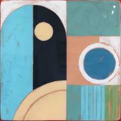 Fuso orario 3 - Opera d'arte acrilica moderna, astratta e geometrica in resina multicolore