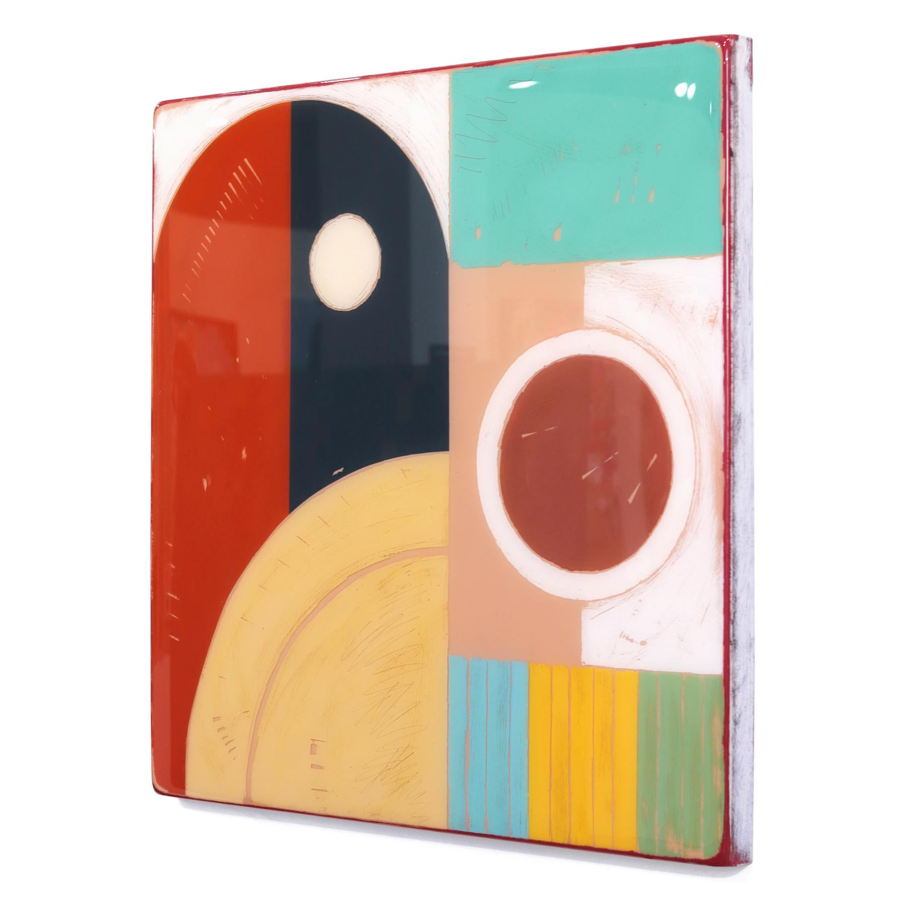 Time Zone 5 - Modernes Harz Minimalistische Bunte Geometrische Abstraktion Kunstwerk im Angebot 2
