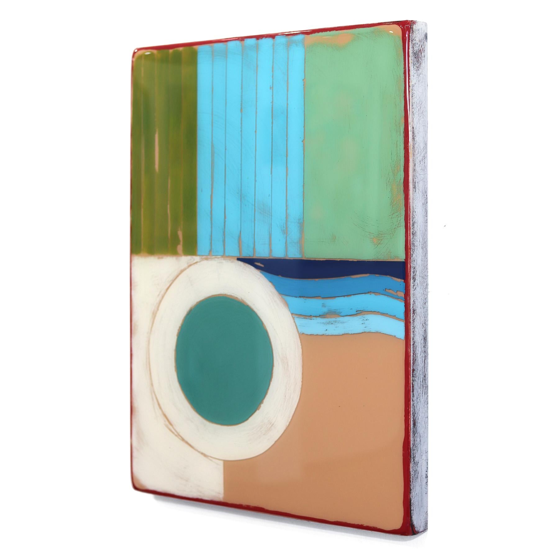 Time Zone 7 - Modern Resin Minimalist Earth Tone Geometric Abstraction Artwork in vendita 1