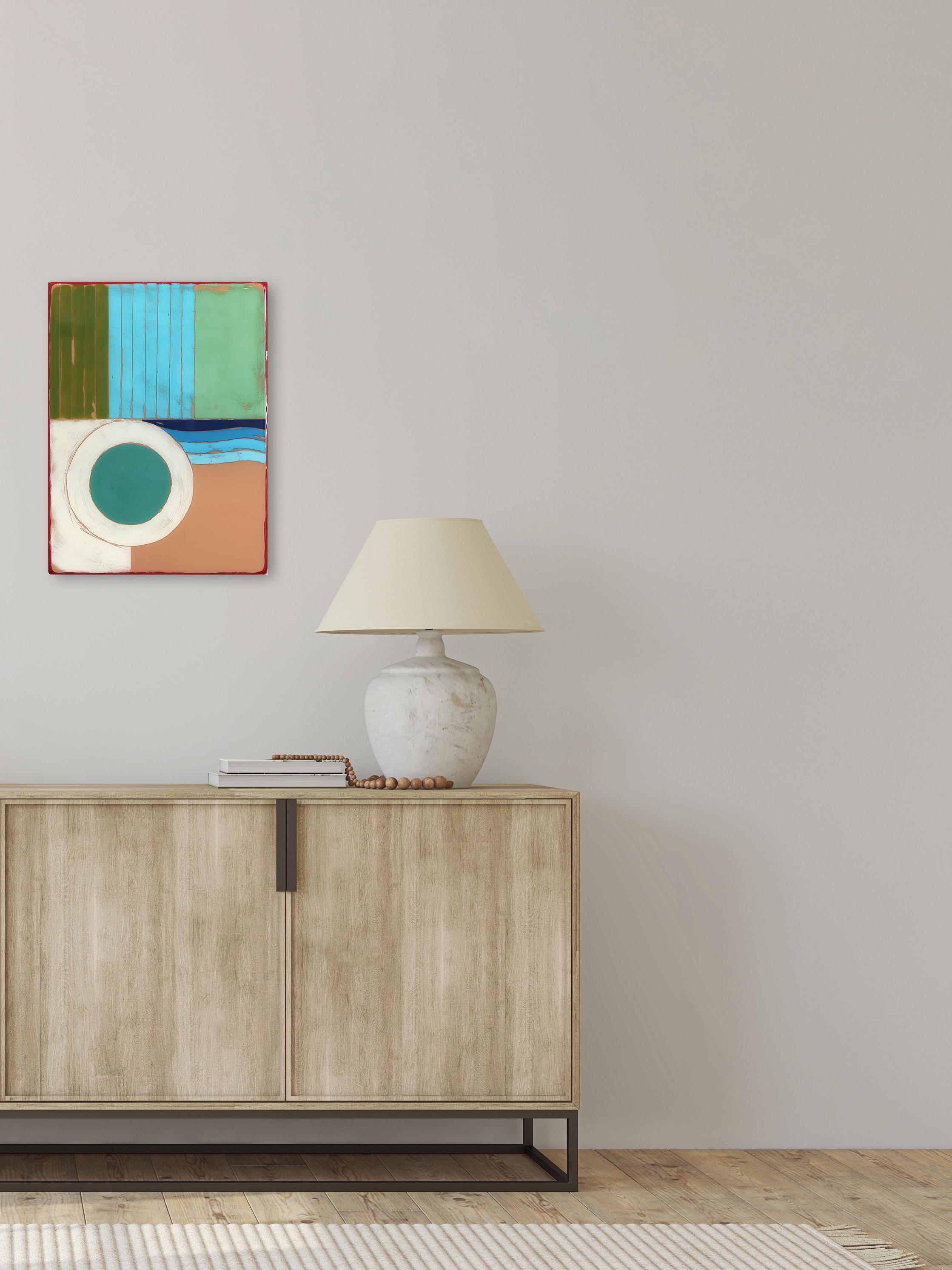 Time Zone 7 - Modern Resin Minimalist Earth Tone Geometric Abstraction Artwork in vendita 3