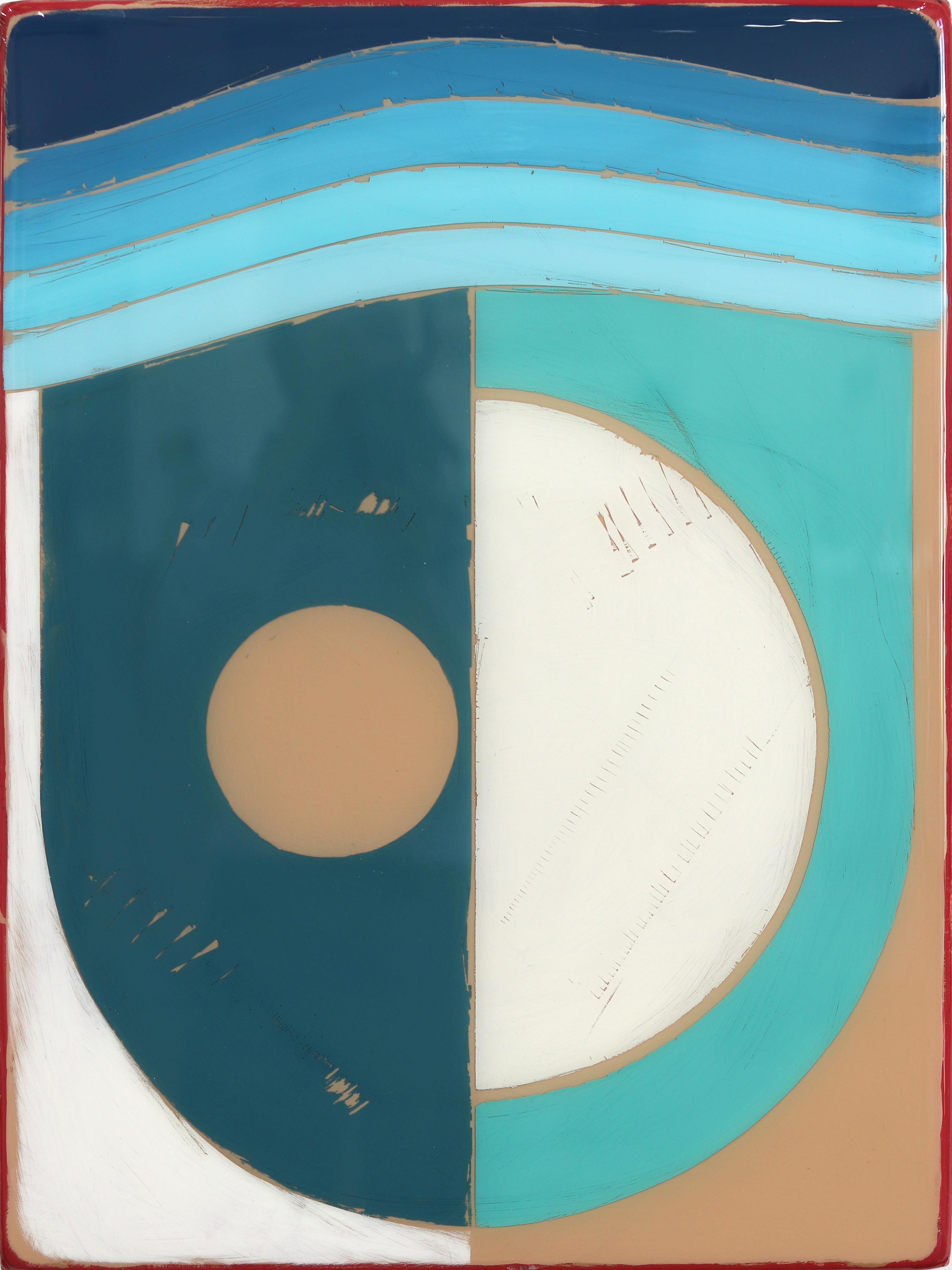 Ricky Hunt Abstract Painting - Time Zone 9 - Modern Resin Minimalist Cool Tone Geometric Abstraction Artwork