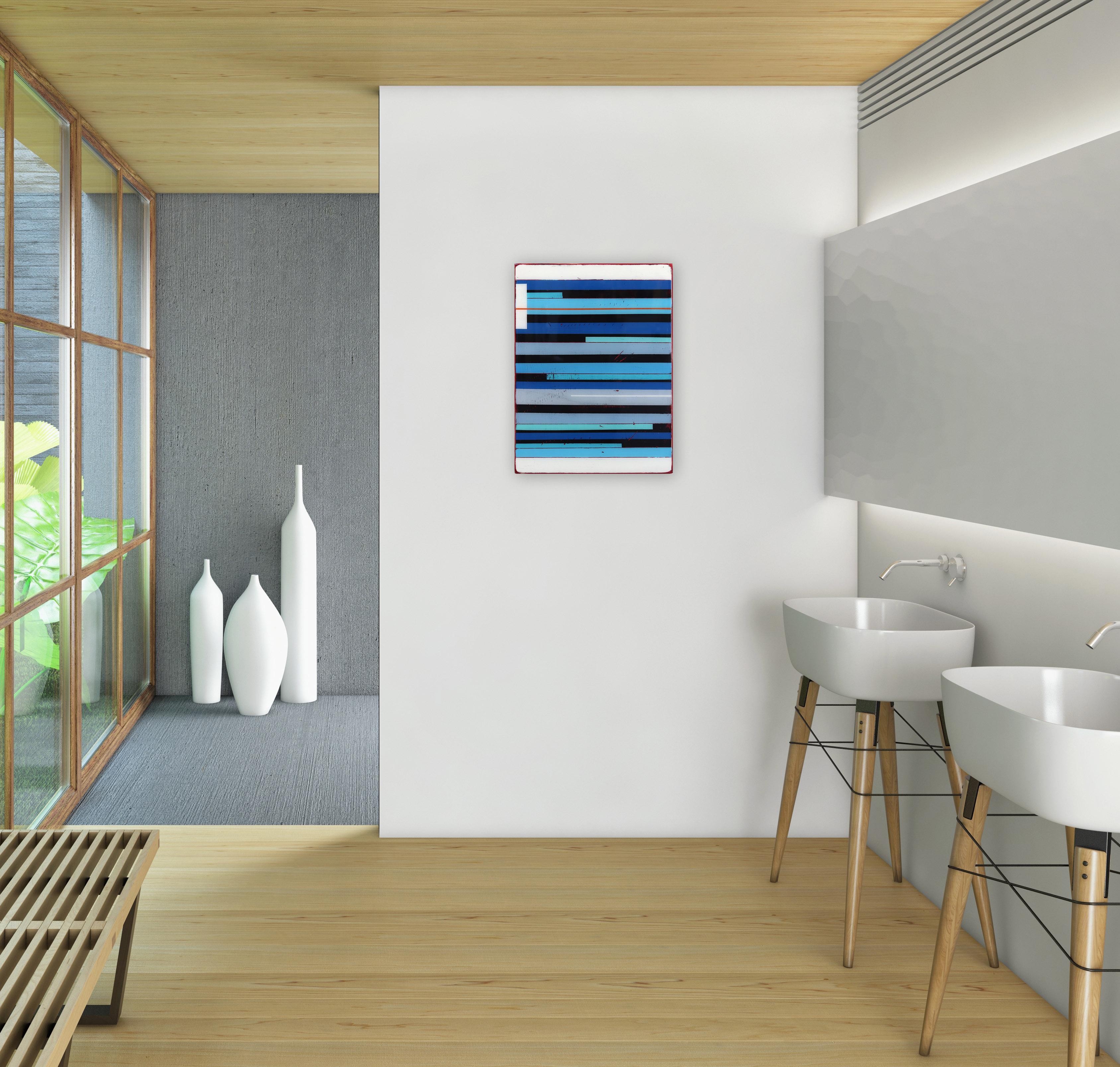 Vibration 11 - Modern Vibrant Blue Resin Artwork For Sale 2