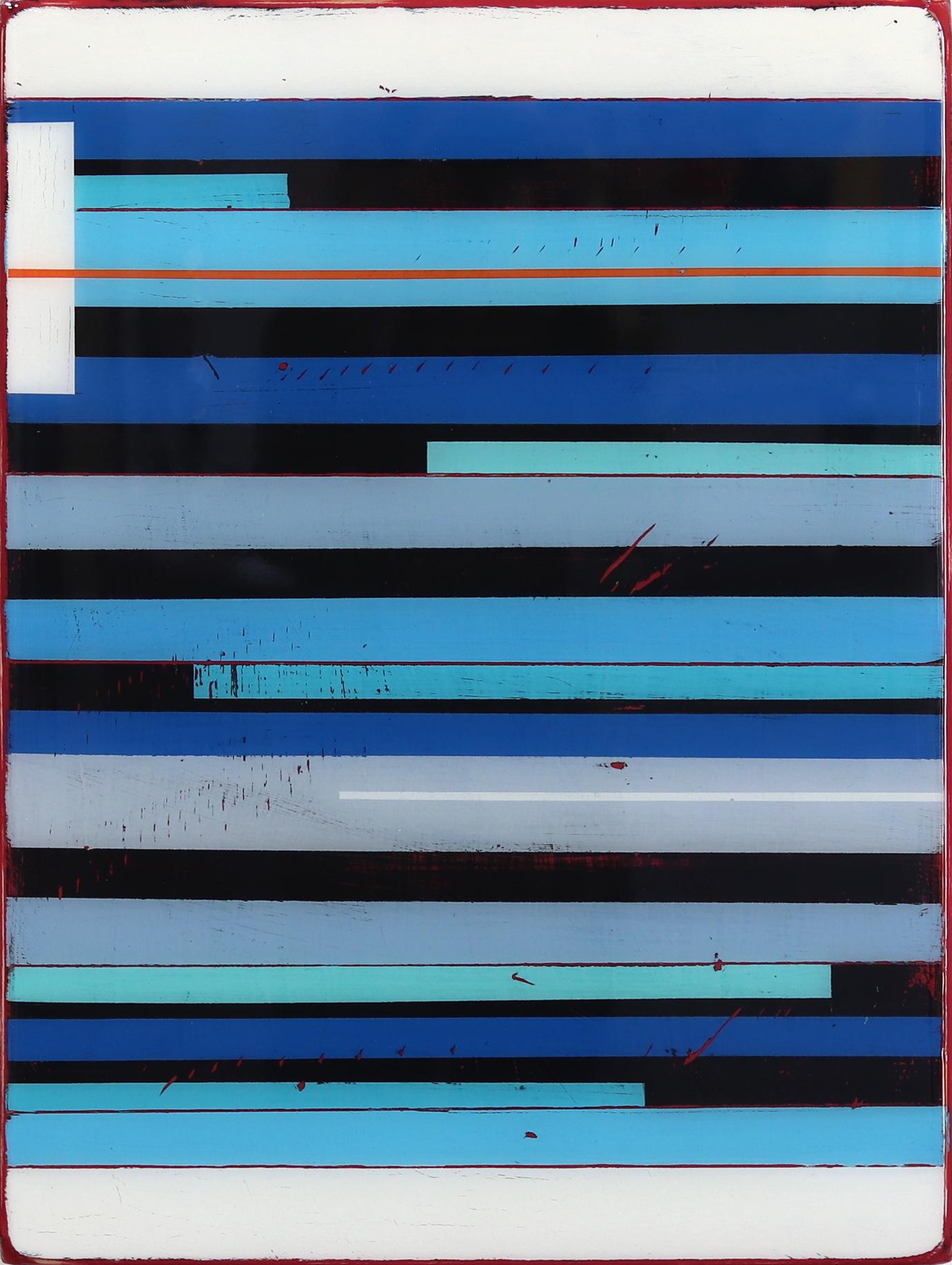 Vibration 11 - œuvre d'art moderne en résine bleue vibrante