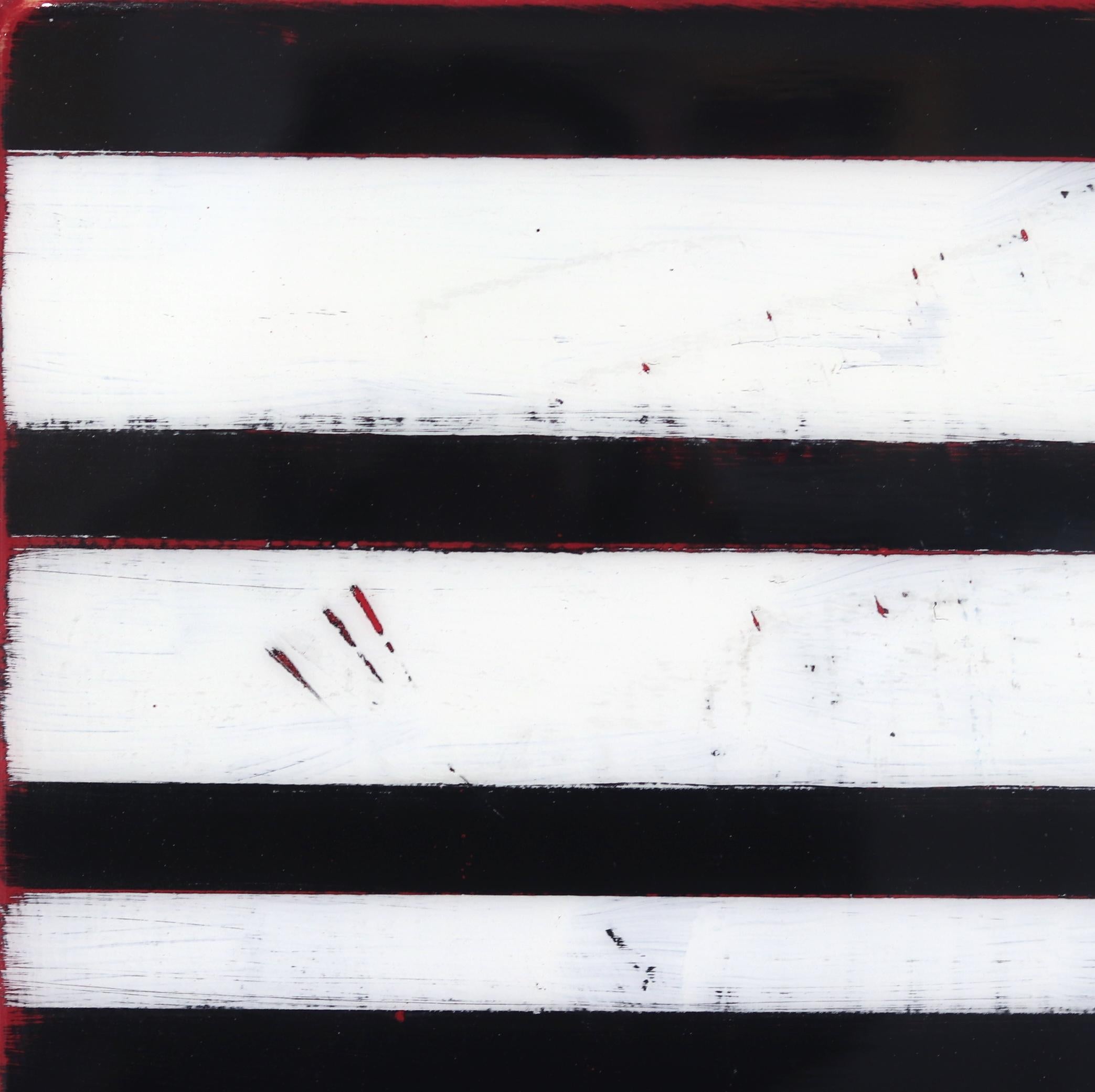 Vibration 3 - Monochromatic Striped Black and White Resin Artwork - Minimalist Mixed Media Art by Ricky Hunt