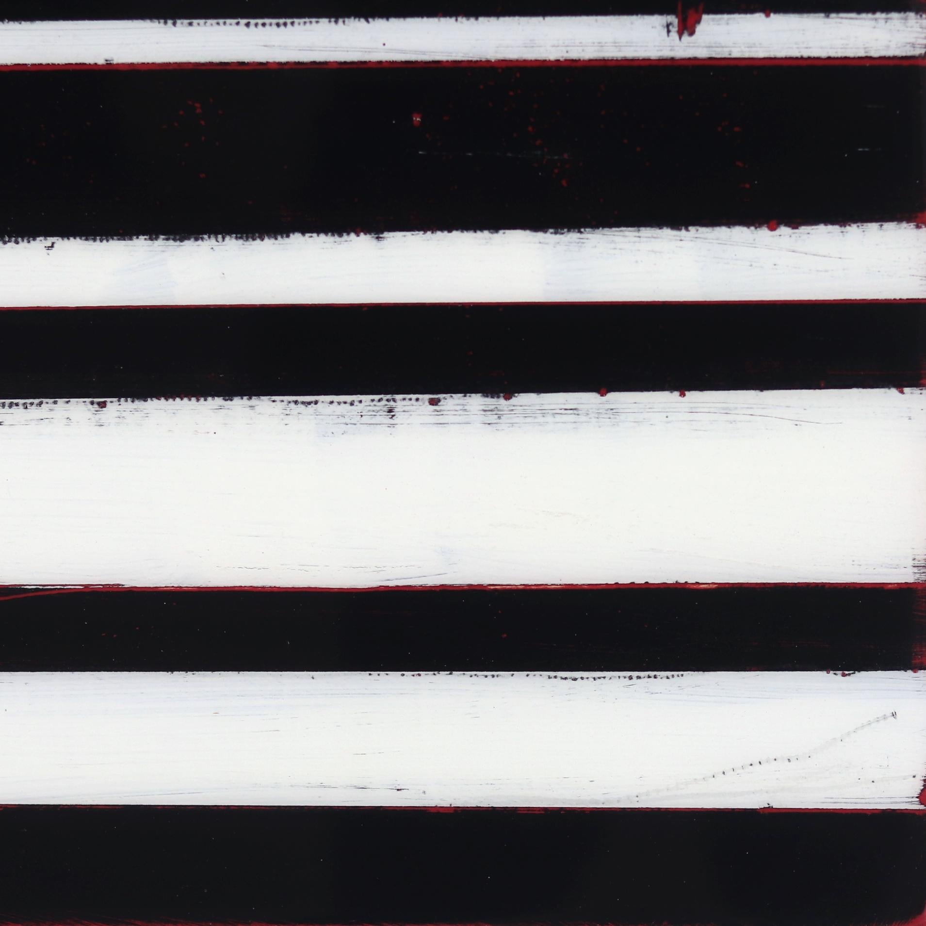 Vibration 3 - Monochromatic Striped Black and White Resin Artwork For Sale 4