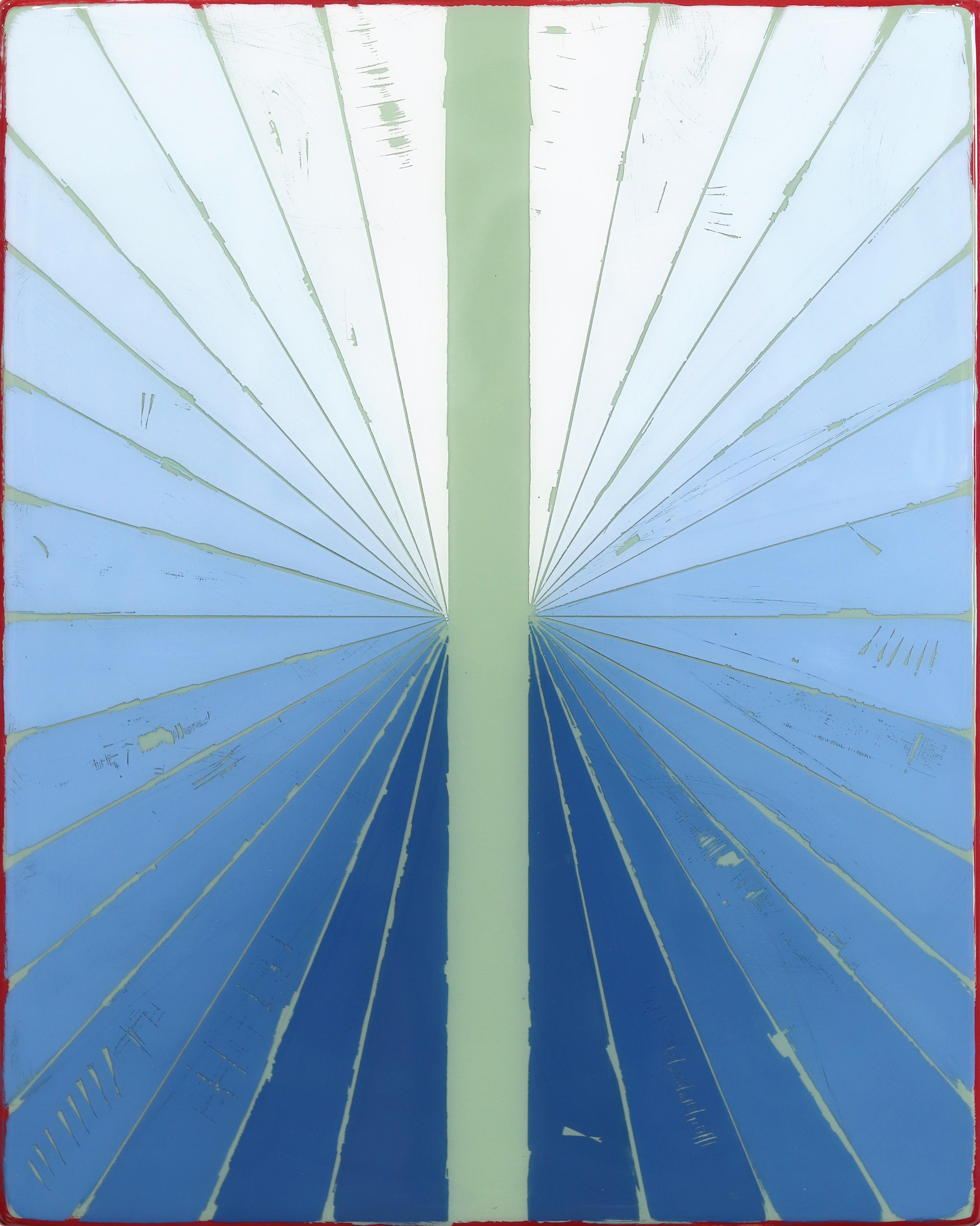 Wiggle Room 16-1 - Resina Moderna Minimalista Azul Tono Frío Gradiente Arte Abstracto