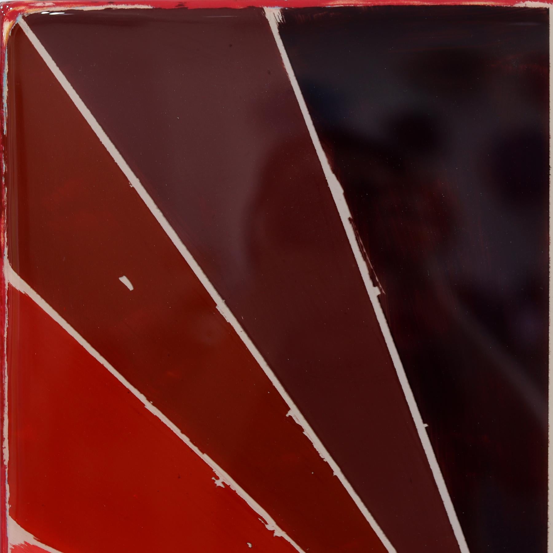 Wiggle Room 24 - Modern Resin Minimalist Red Tone Gradient Abstract Artwork - Orange Abstract Painting by Ricky Hunt