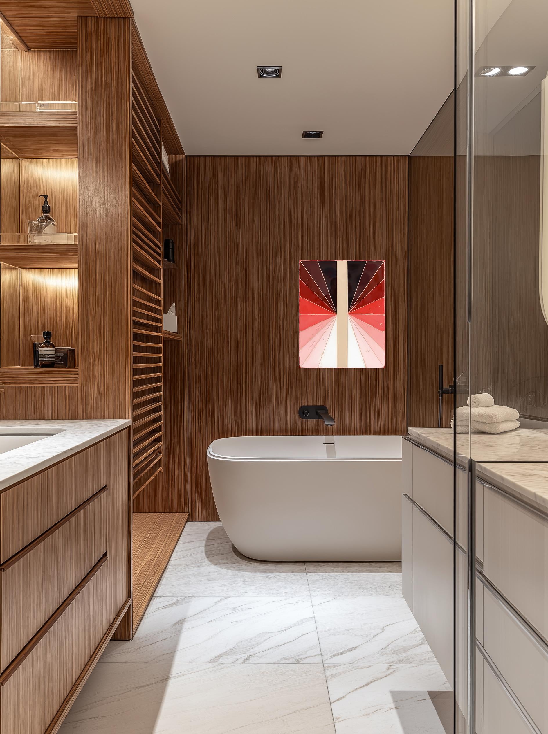 Wiggle Room 24 - Modern Resin Minimalist Red Tone Gradient Abstract Artwork For Sale 2