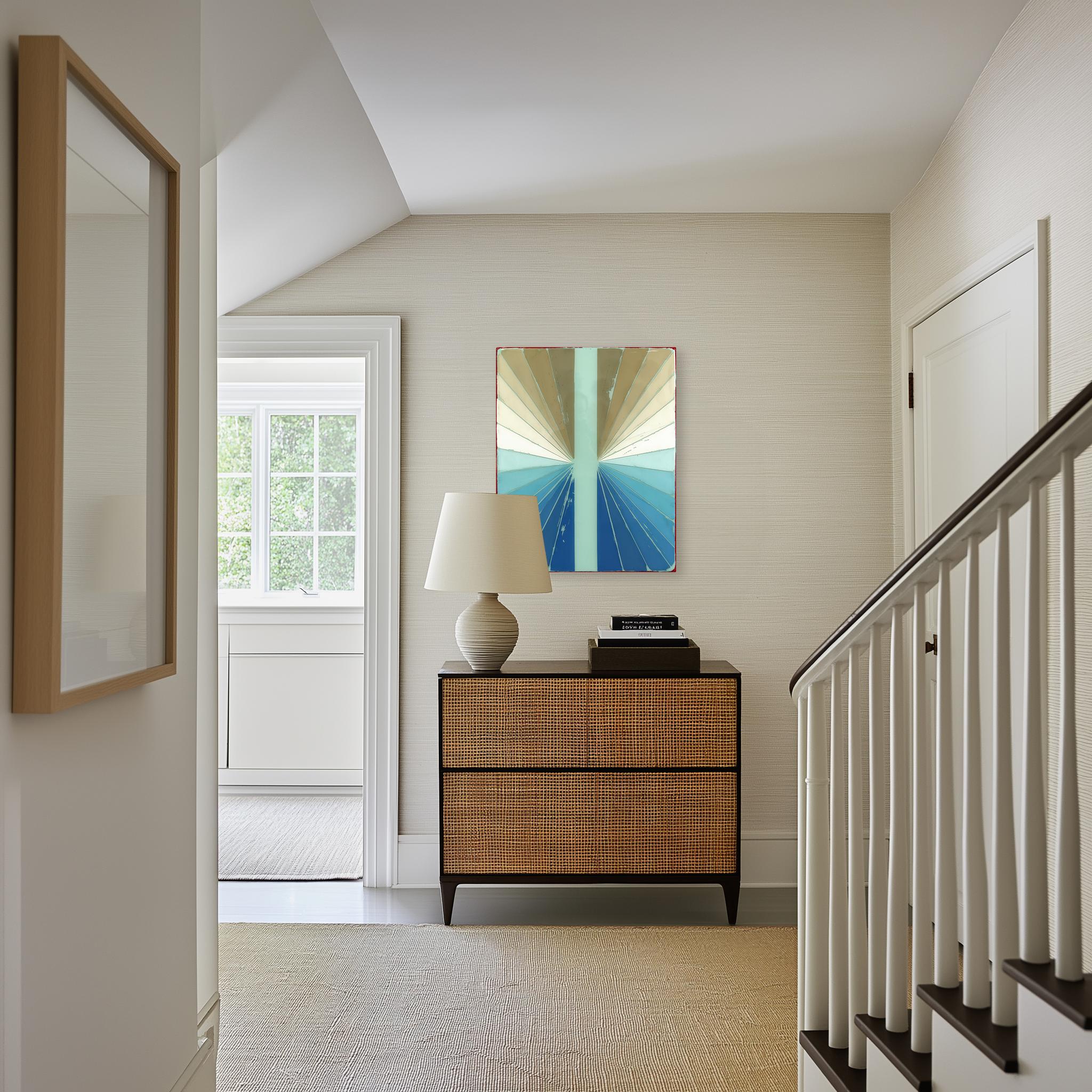 Wiggle Room 25 - Modern Resin Minimalist Blue Cool Tone Gradient Abstract Art For Sale 4