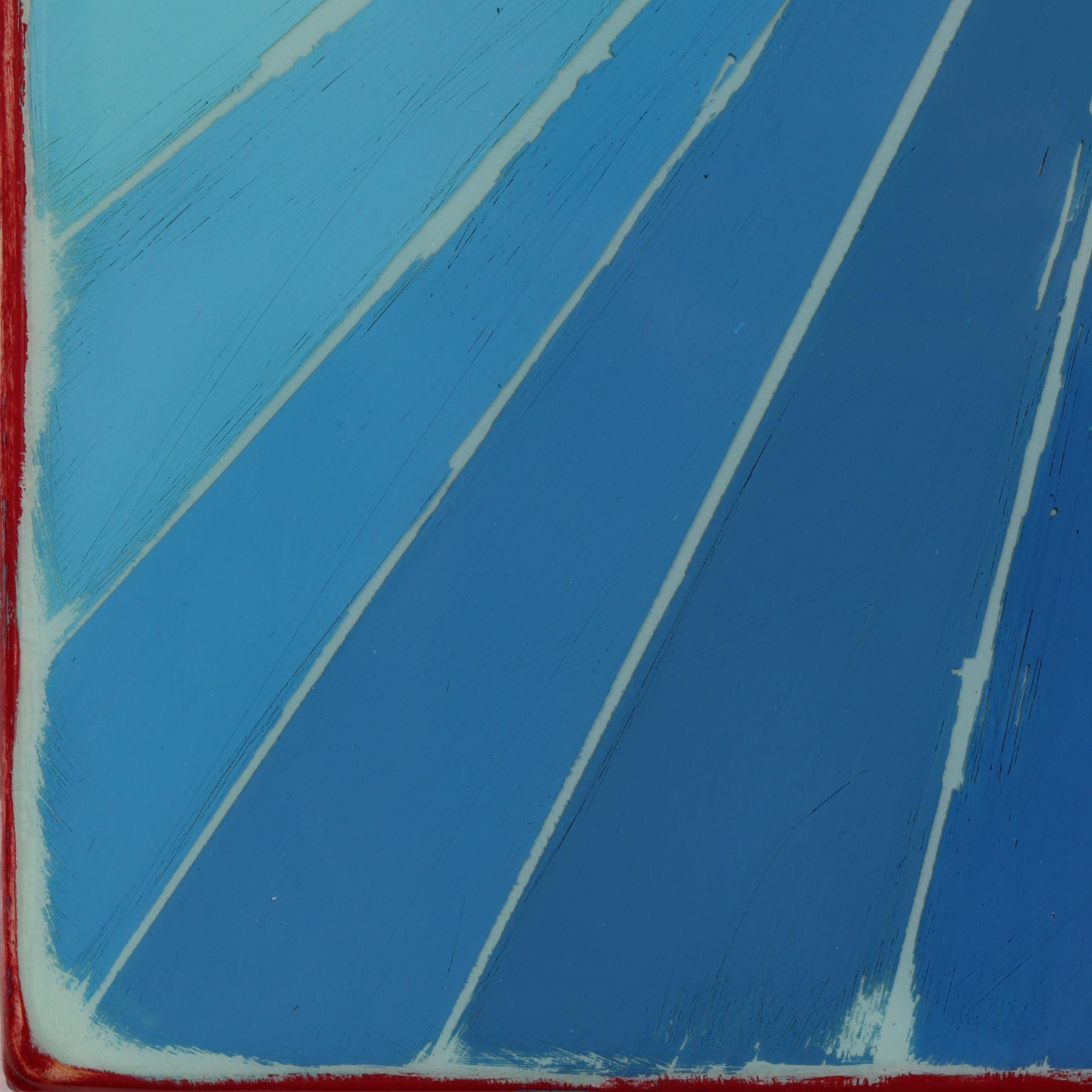 Wiggle Room 25 - Modern Resin Minimalist Blue Cool Tone Gradient Abstract Art For Sale 5