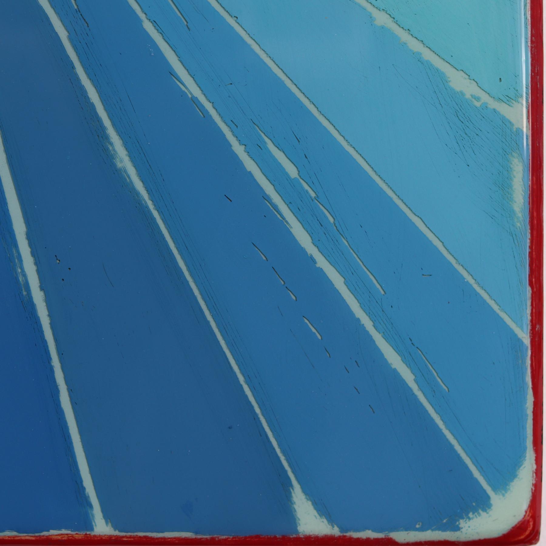 Wiggle Room 25 - Modern Resin Minimalist Blue Cool Tone Gradient Abstract Art For Sale 6