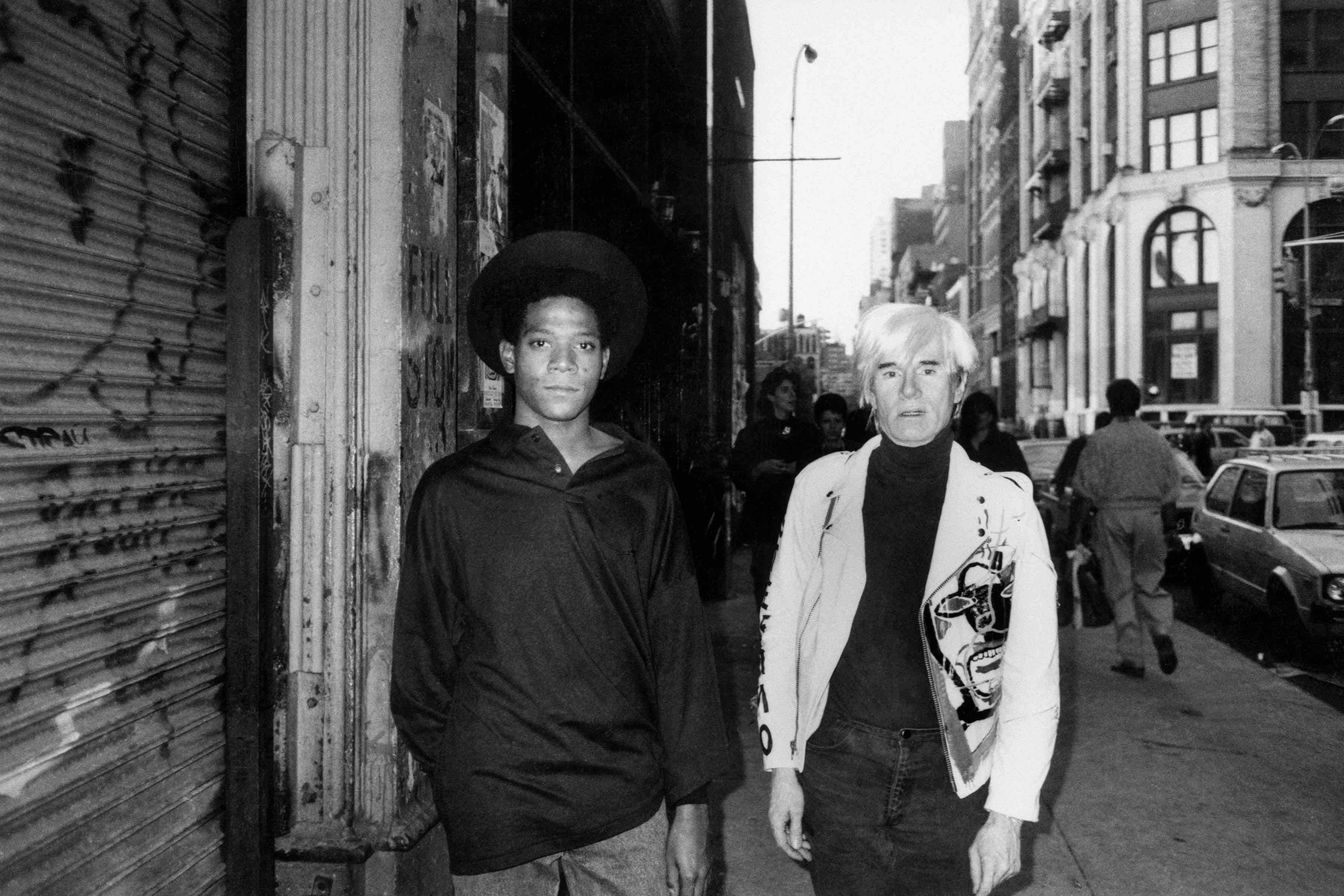 Ricky Powell Black and White Photograph - Basquiat and Warhol Mercer Street 
