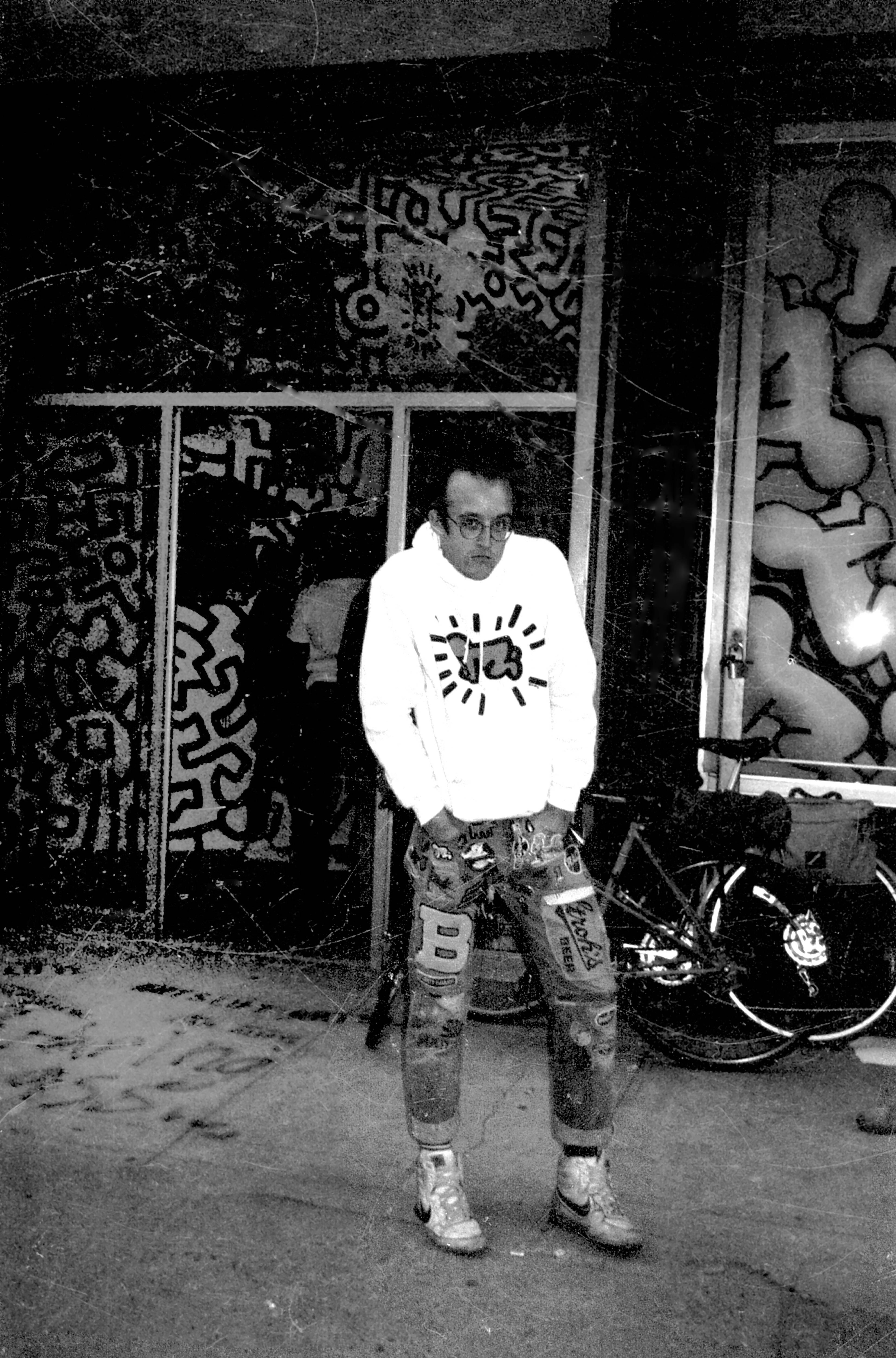 Ricky Powell Black and White Photograph - Keith Haring Pop Shop