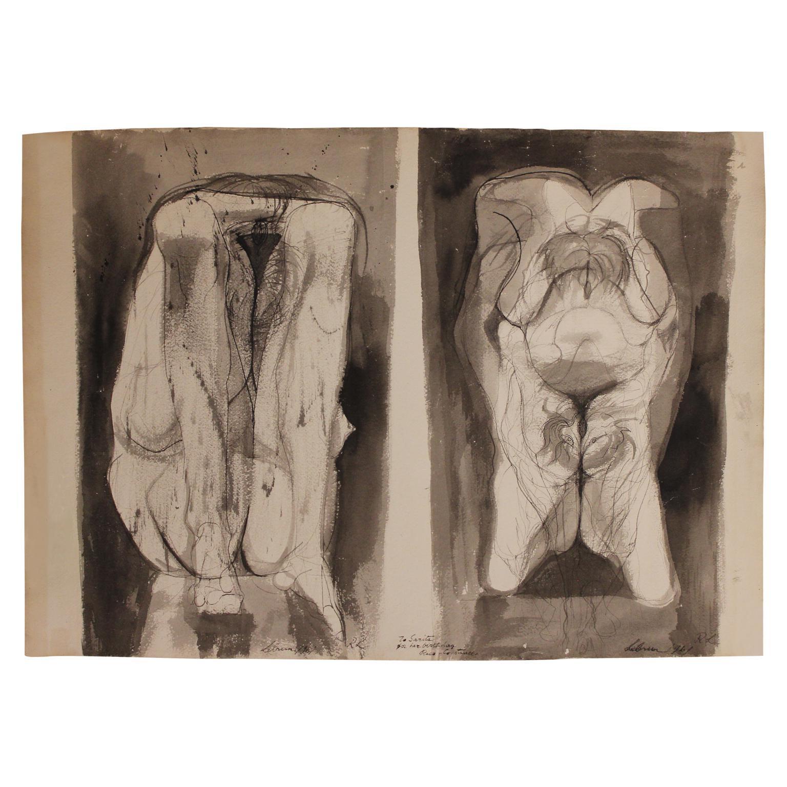 Rico Lebrun Abstract Print - Abstract Figurative Lithograph