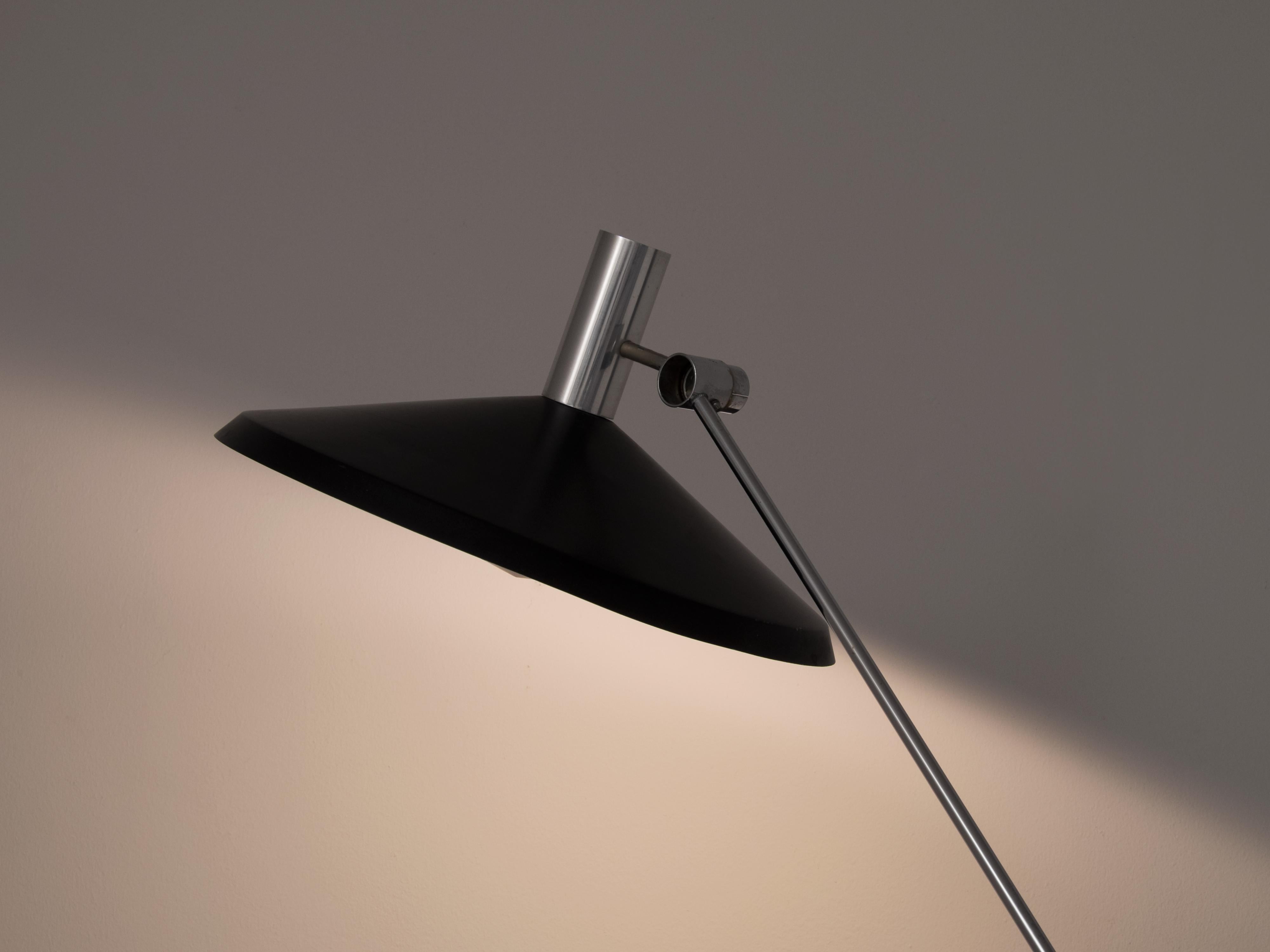 Mid-Century Modern Rico & Rosemarie Baltensweiler Adjustable Floor Lamp in Metal