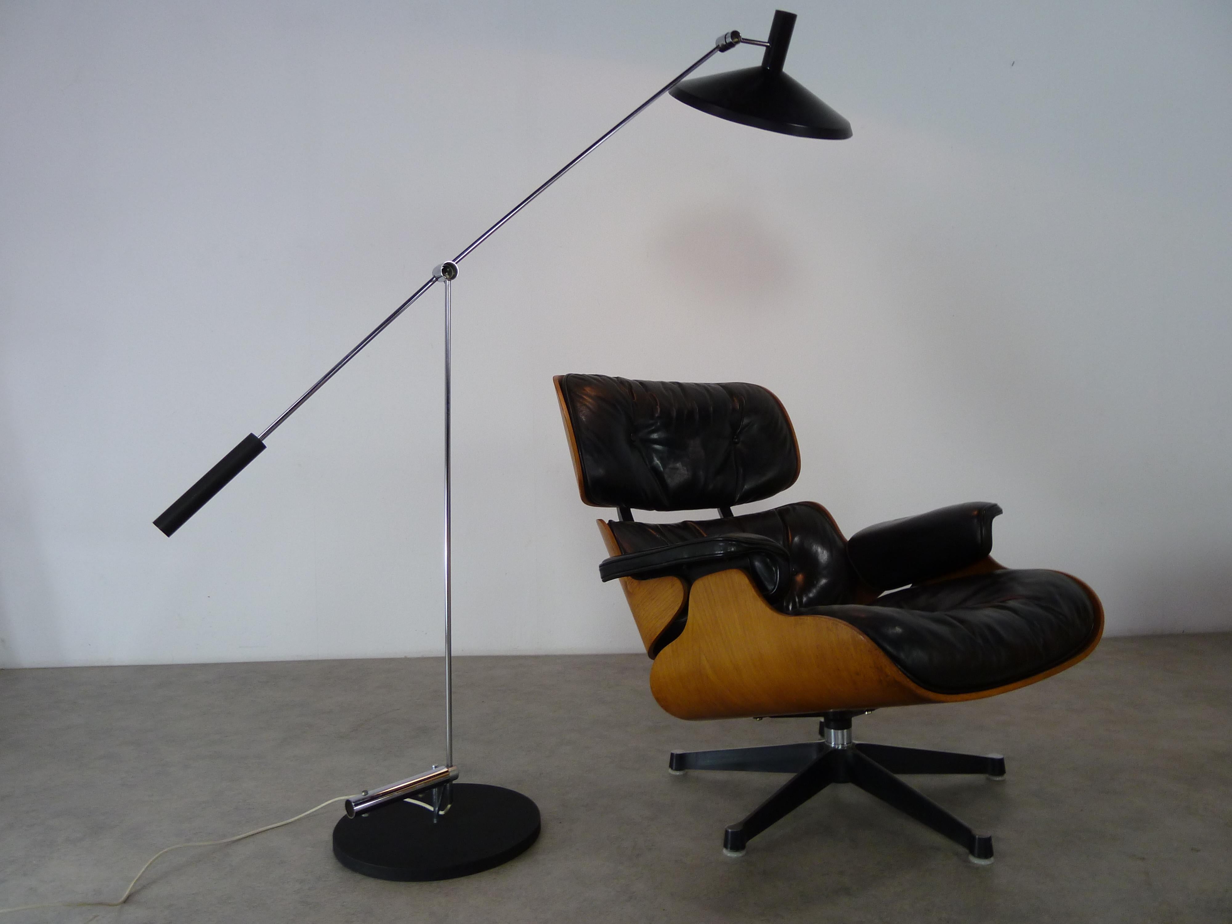 Chrome Rico & Rosemarie Baltensweiler Articulating Floor Lamp Model 600 For Sale