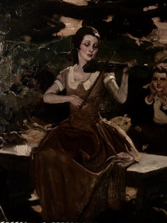Rico Tomaso, "Woman Playing Violin, Men Enthralled"