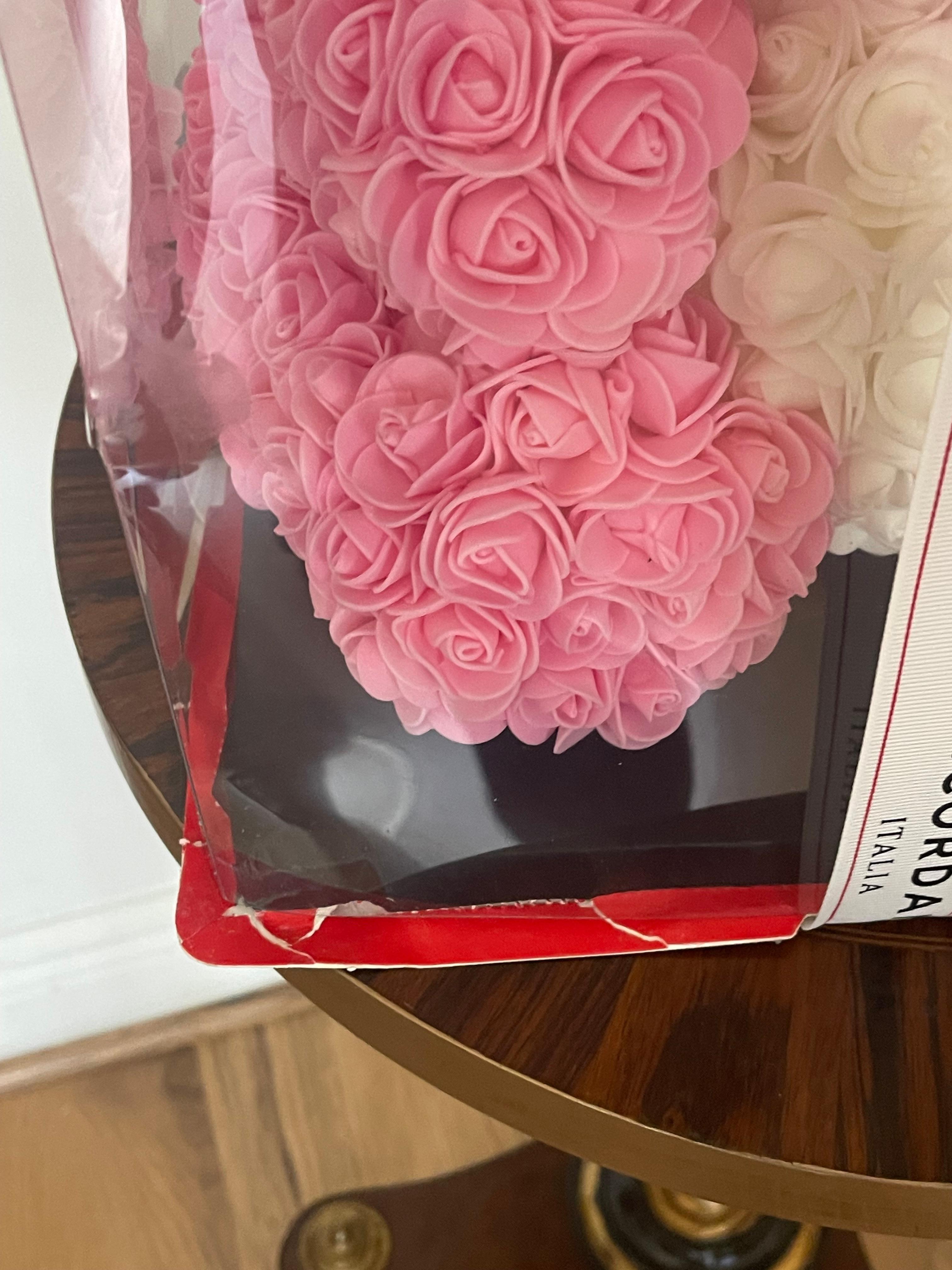 Arts and Crafts Ricordami Italy Flower Teddy Bear with Heart. Valentines For Sale