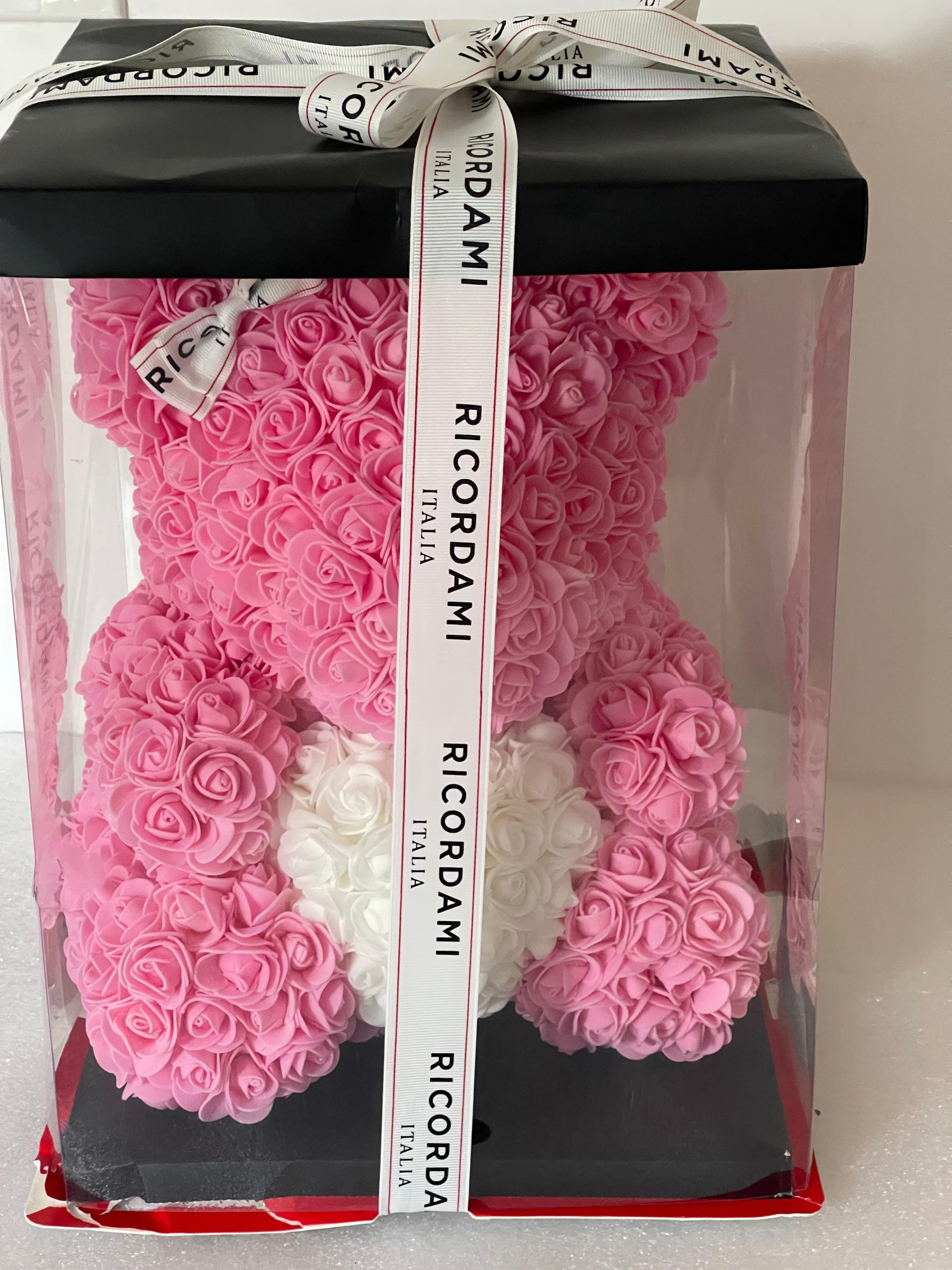 Contemporary Ricordami Italy Flower Teddy Bear with Heart. Valentines For Sale