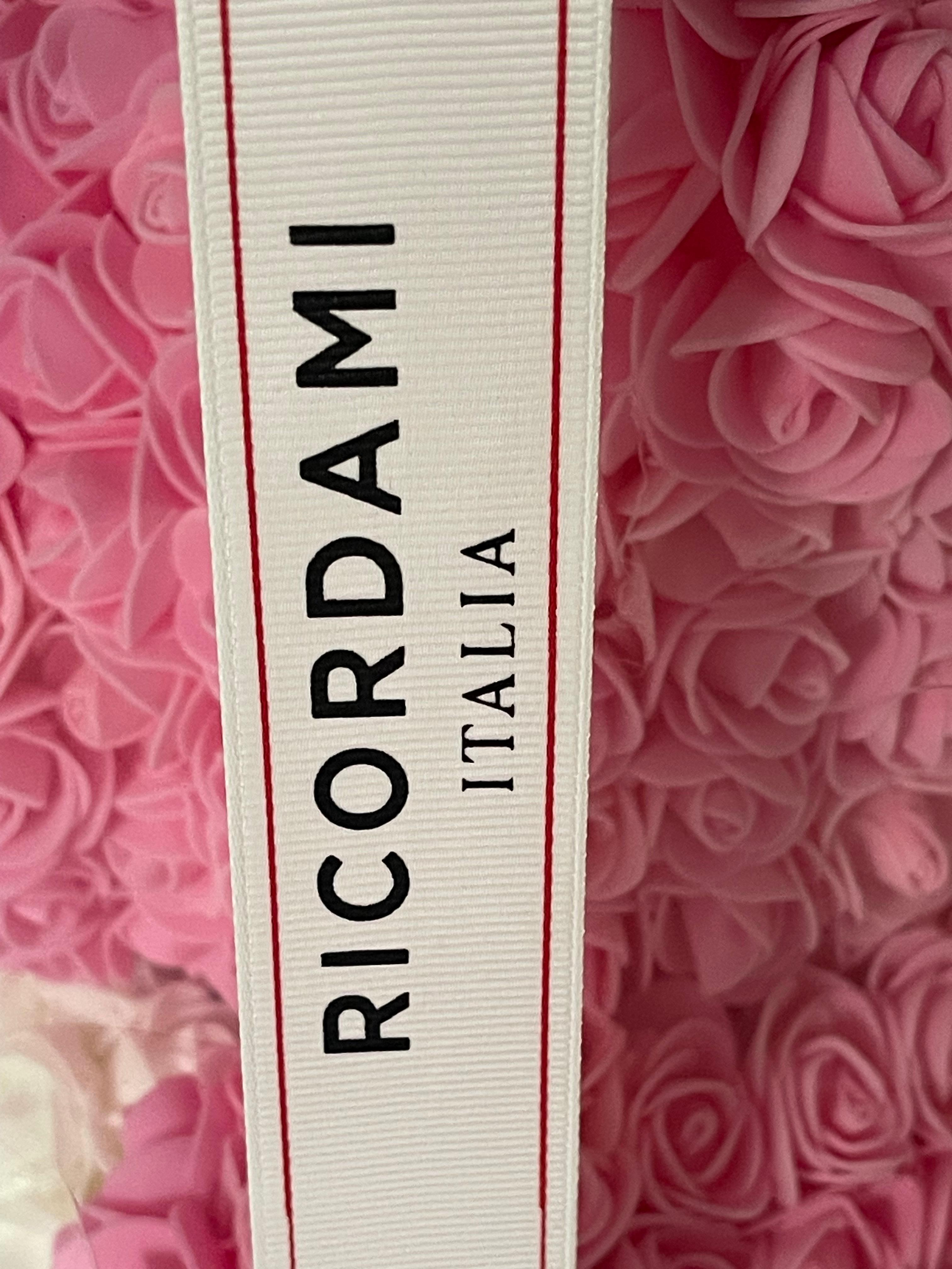 Acrylic Ricordami Italy Flower Teddy Bear with Heart. Valentines For Sale