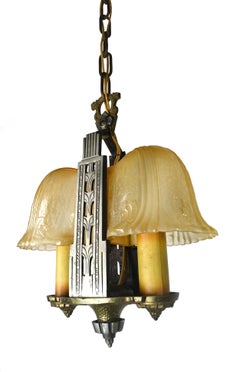 Riddle Art Deco 2 Candle Slip Shade Chandelier