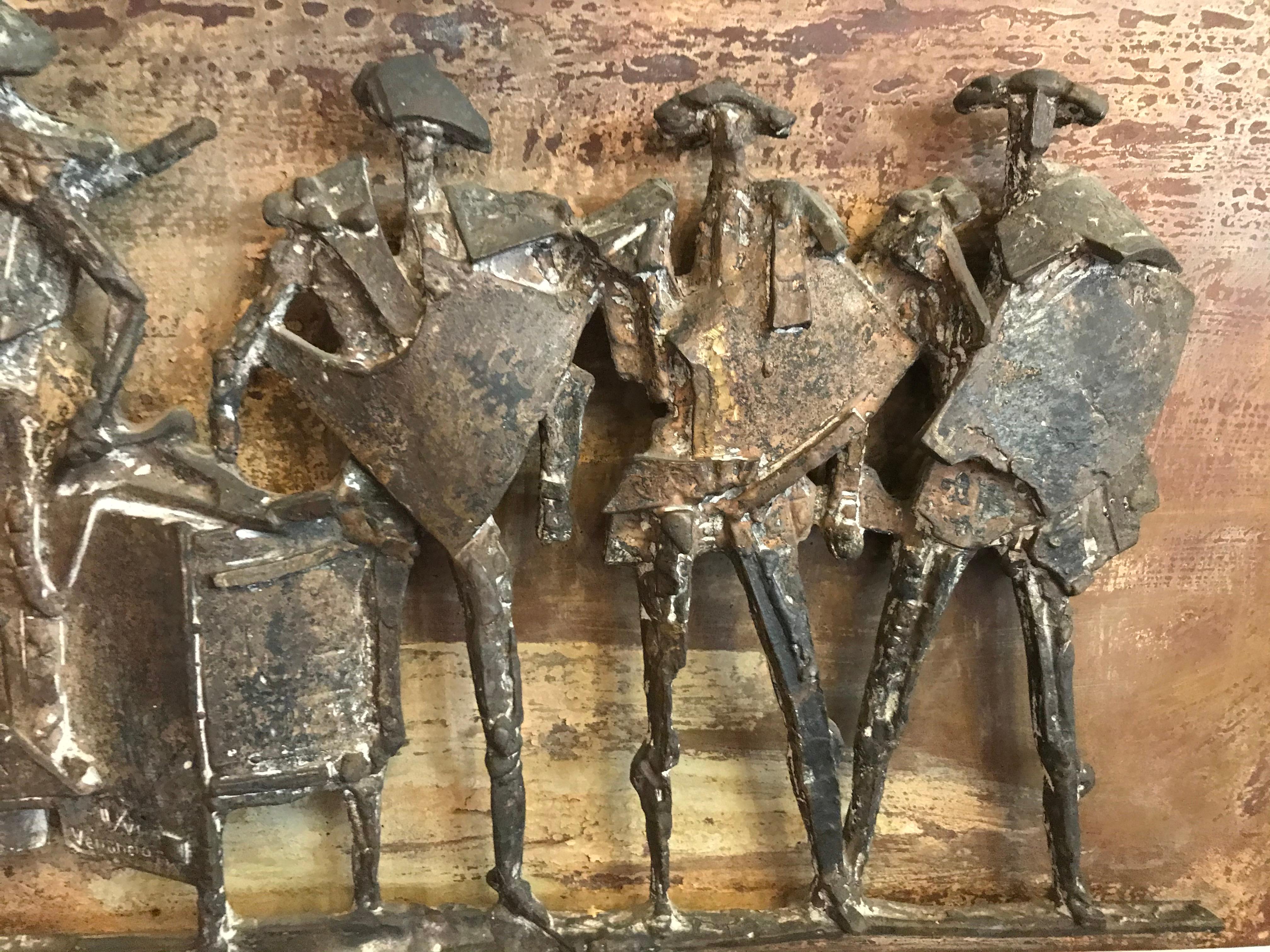 Escultura mural de bronce patinado 