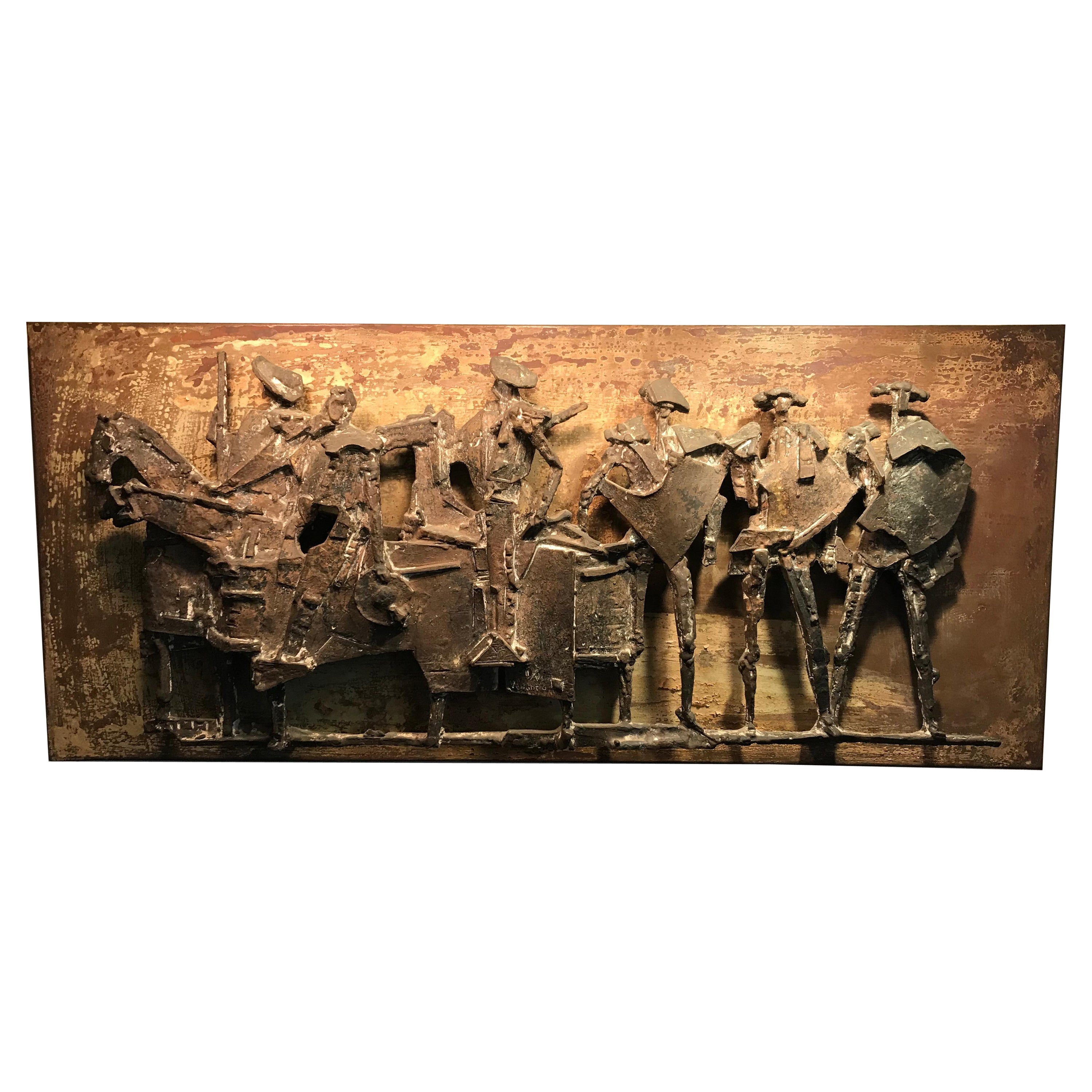 Scultura da parete in bronzo patinato "Ride it" di Venancio Blanco