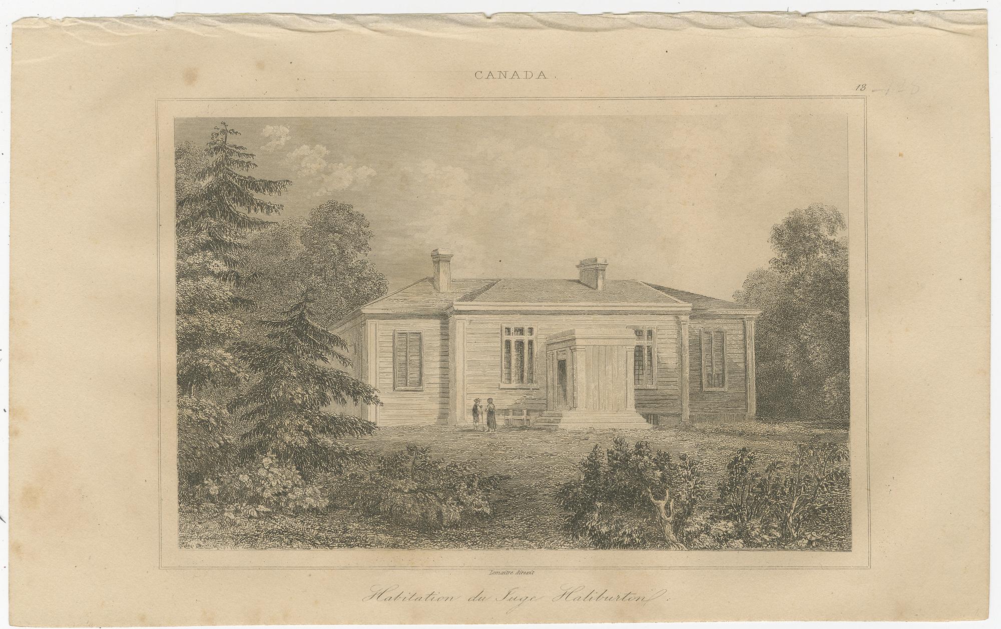 Esclusas del Canal Rideau y Residencia de Haliburton - Par de vistas canadienses, ca.1850 Francés en venta