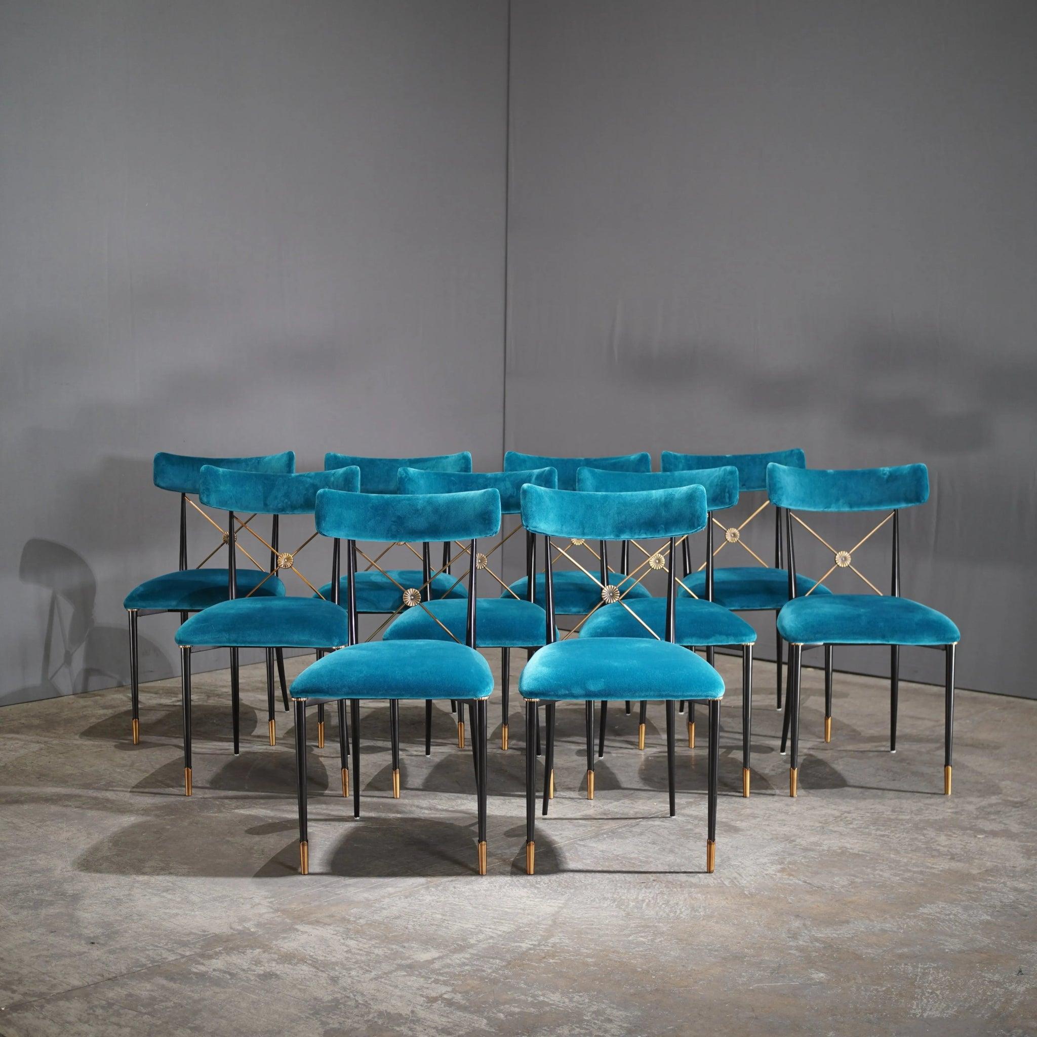 Turn every dinner time into a luxurious experience with the Rider Dining Chairs by Jonathan Adler. The brass accents and regal design add an air of timeless luxury, while the velvet upholstery adds a modern chic and comfort. *Please Note that items