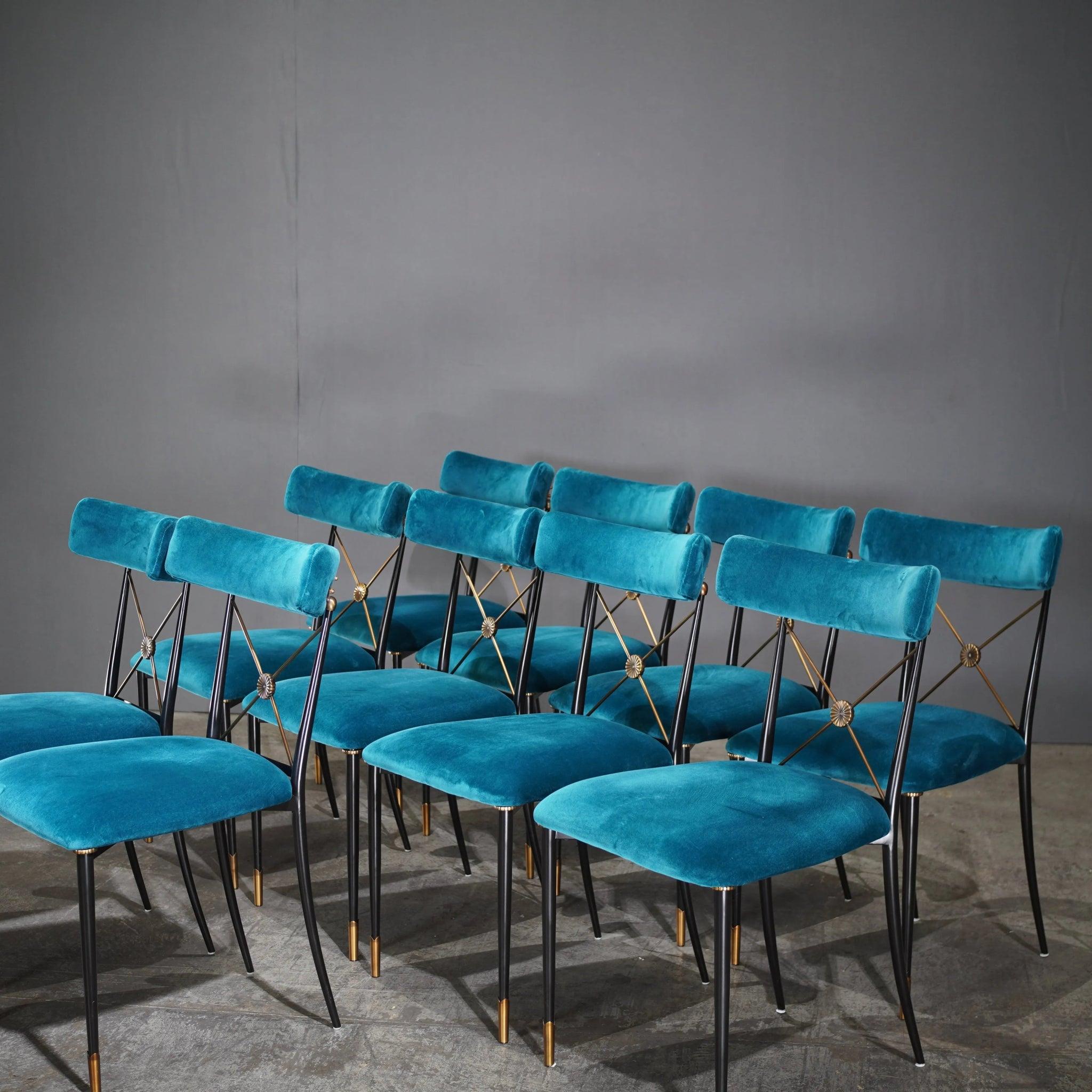 Contemporary Rider Dining Chair - Rialto Peacock by Jonathan Adler